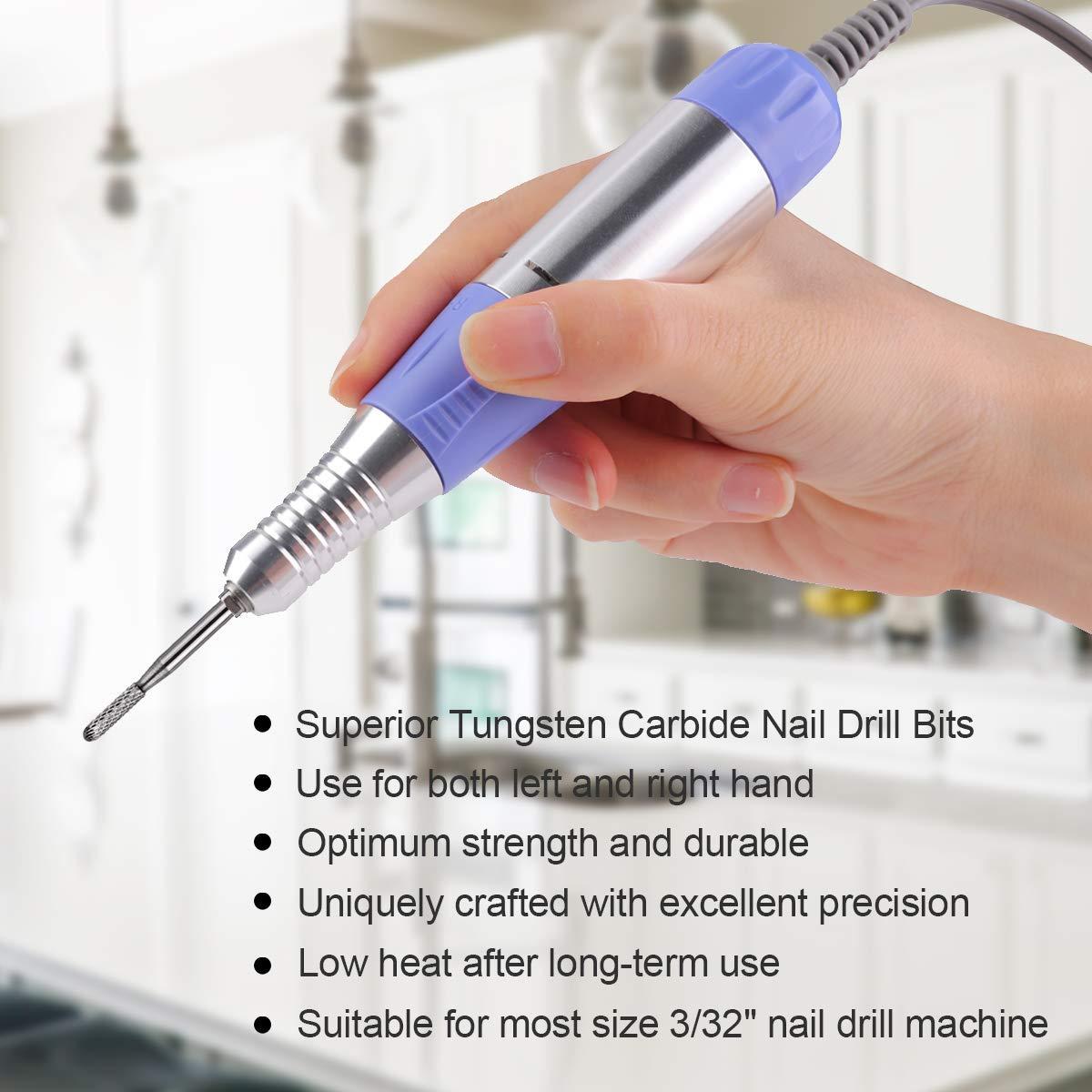 Makartt Portable Black Nail File Kit with Nail Drill Bit - 3XF Nature Nail Buffer Bit Bundle