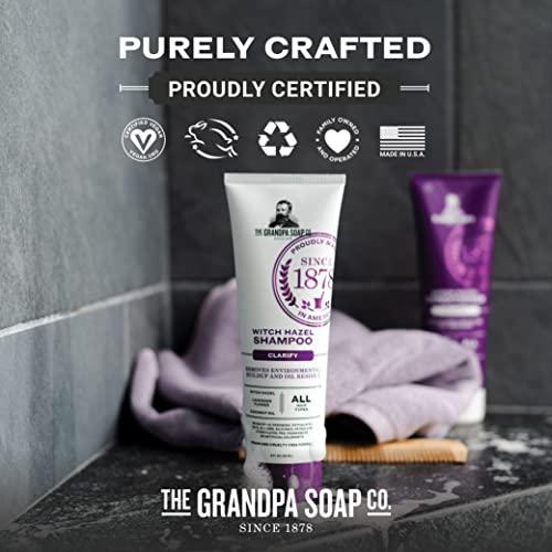 Grandpa's The Grandpa Soap Company Clarifying Witch Hazel Shampoo - Removes Buildup, With Witch Hazel & Lavender Flower, For All Hair Types, Vegan, Sulfates and Parabens Free, 8 Fl Oz