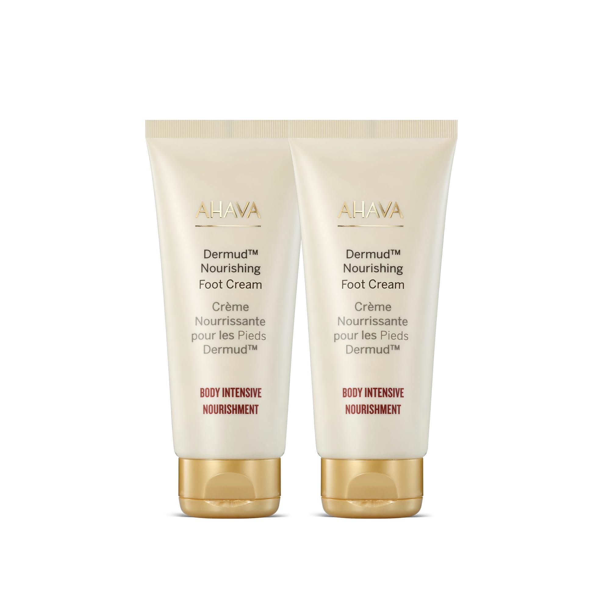 AHAVA AHAVA Dermud Intensive Foot Cream Duo, 3.4 Fl.Oz x 2 - Intensive foot repair for fatigued, dry and cracked feet blend of Dead Sea Minerals & Mud, includes Magnesium, intensive repairing minerals
