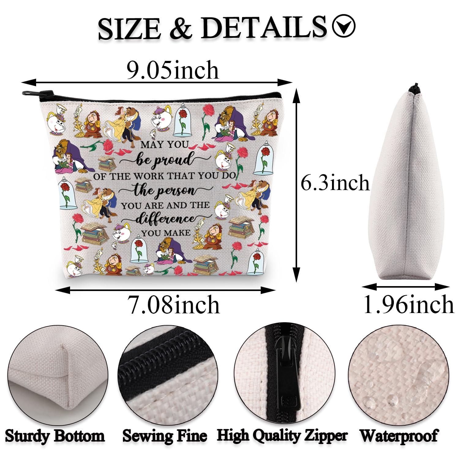 BDPWSS BDPWSS Beauty Beast Story Inspired Gift May You Be Proud Of The Work That You Do The Person You Are Princess Belle Makeup Bag (Be proud beauty bag)