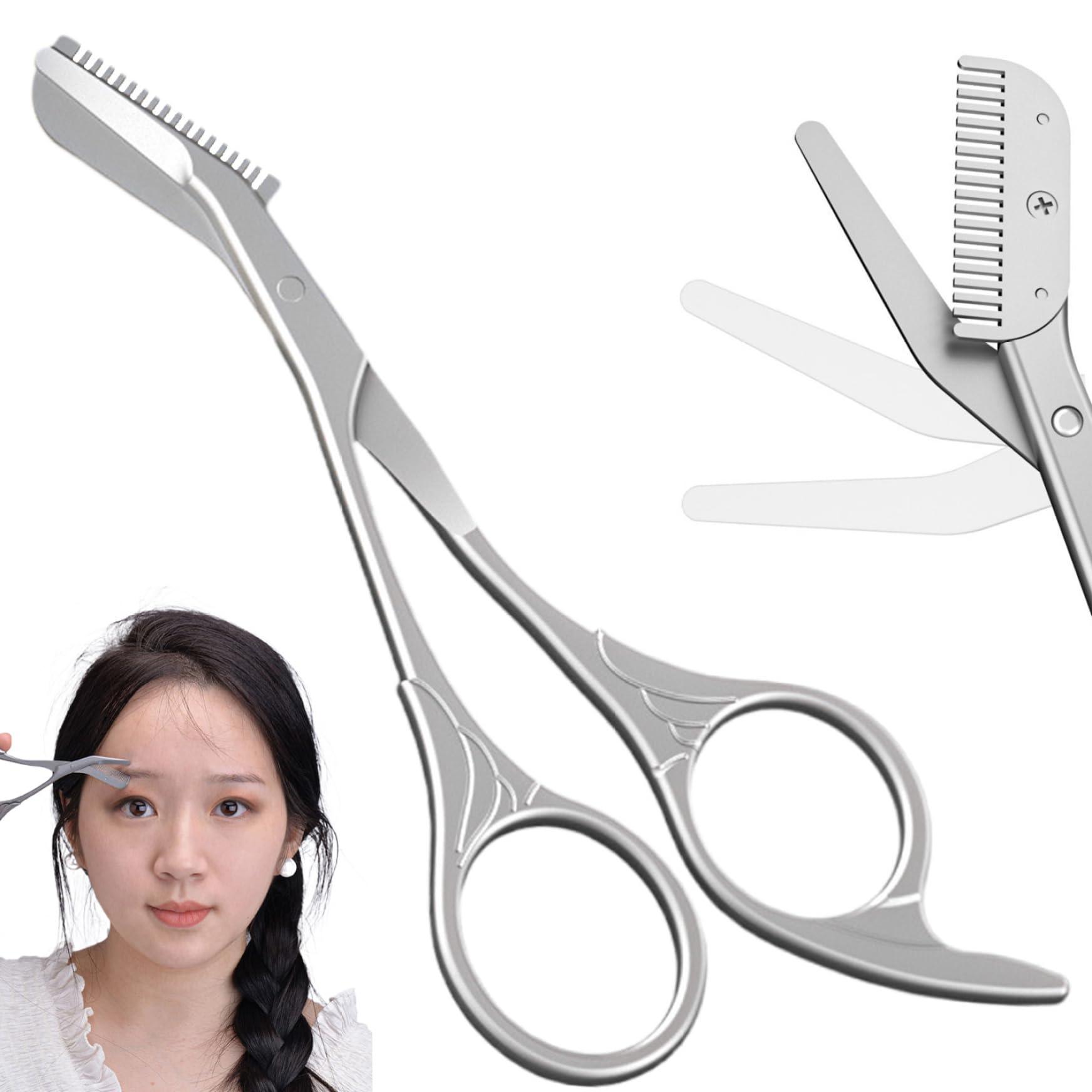 NewGtuizi Eyebrow Scissors With Comb Eyebrow Scissors with Comb, 5.63\" Stainless steel Brow Scissors, Rustproof Eye Brow Trimmer for Ladies, Trimming Scissors with Non slip Handle for Home Travel