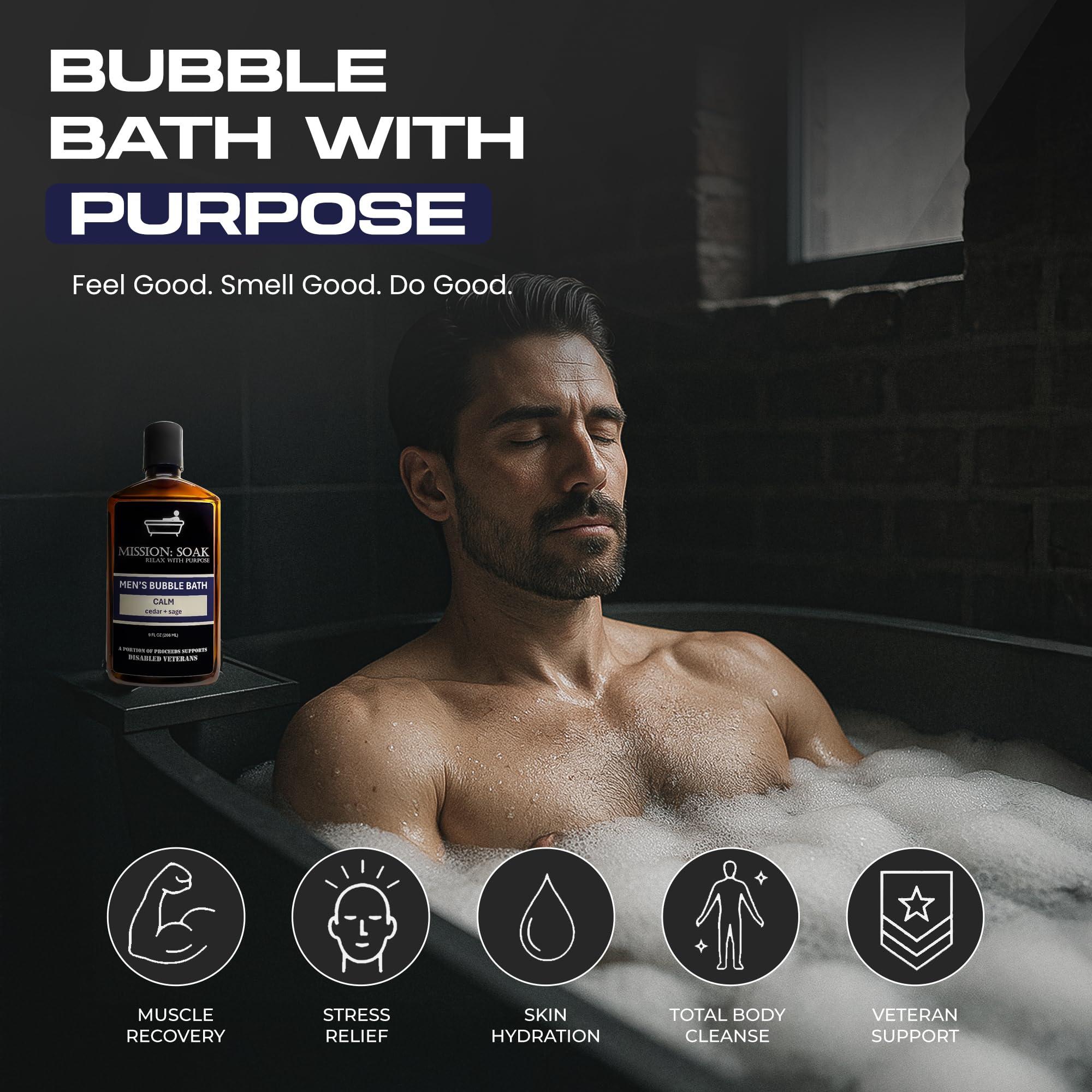 Mission: Soak Mission: Soak Men's Luxury Bubble Bath, Body Soak - Multiple Scents Available - 9 fl oz (Calm (Cedar + Sage))