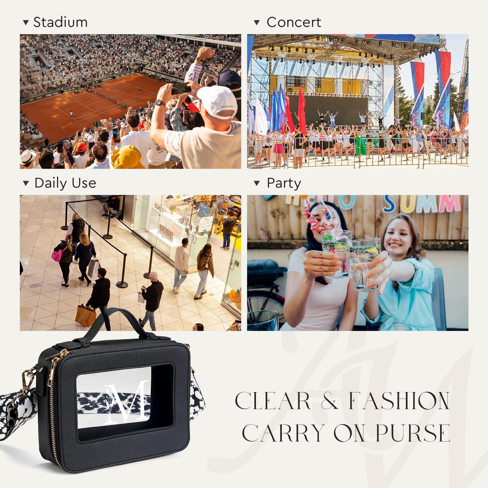 AW BRIDAL AW BRIDAL Initial Makeup Bags Monogram Makeup Bag Clear Toiletry Travel Bag with Shoulder Strap Small Clear Cosmetic Bag Women Clear Makeup Bag with Zipper, Letter M