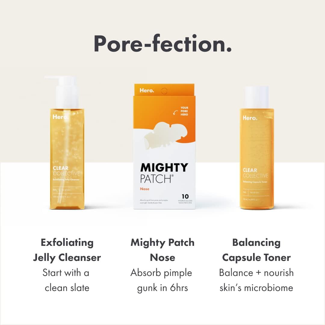 Mighty Patch Mighty Patches for nose pores from Hero Cosmetics - XL Hydrocolloid Pimples, Zits and Oil - Dermatologist-Approved Overnight pore Strips to Absorb Acne nose Gunk (10 Count)