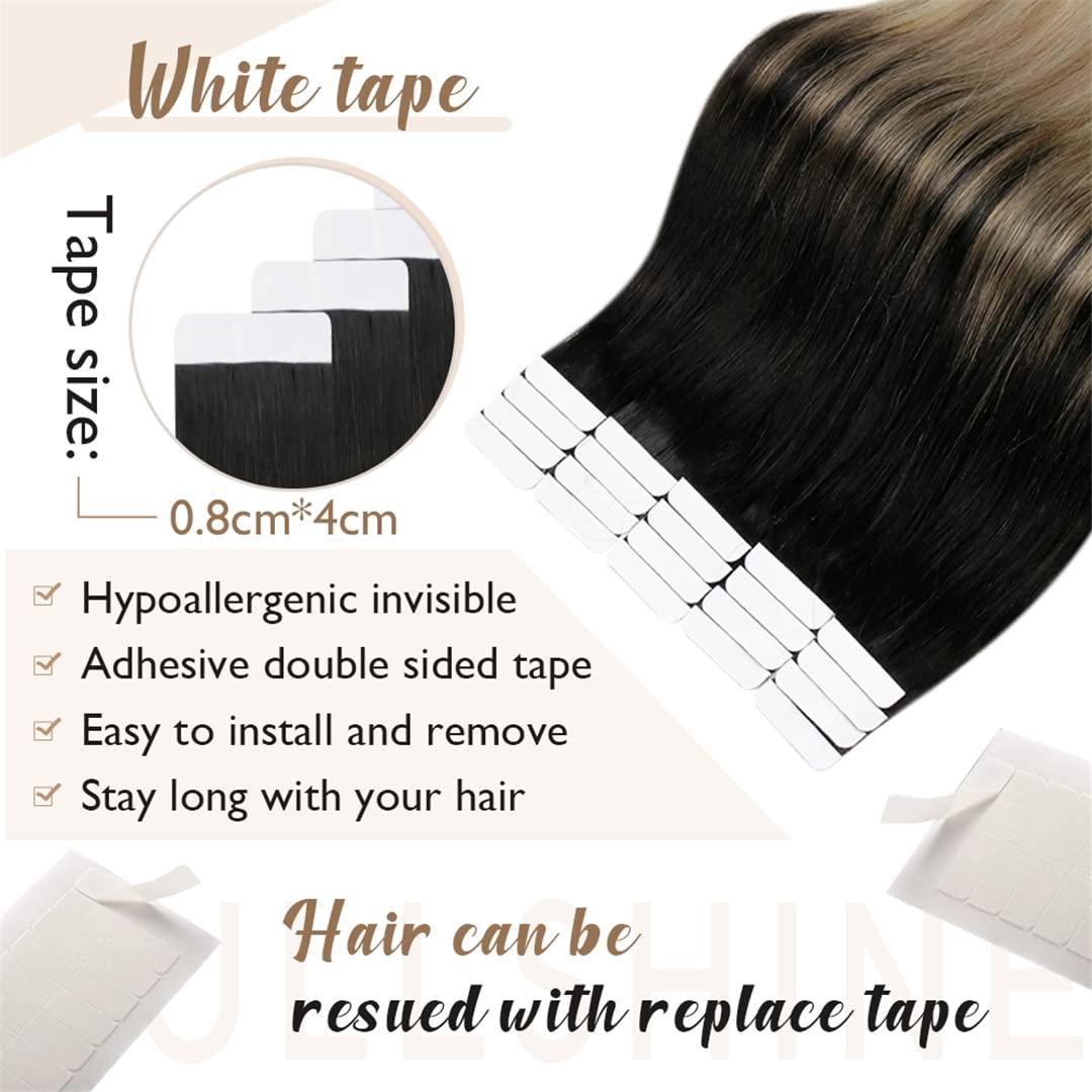 Sweejim Natural Hair Tape In Extensions 100% Remy Human Hair Ombre 40Pcs 100G Seamless Blonde Glue On Hair For Woman 2 6 18 24 inches 20 pcs