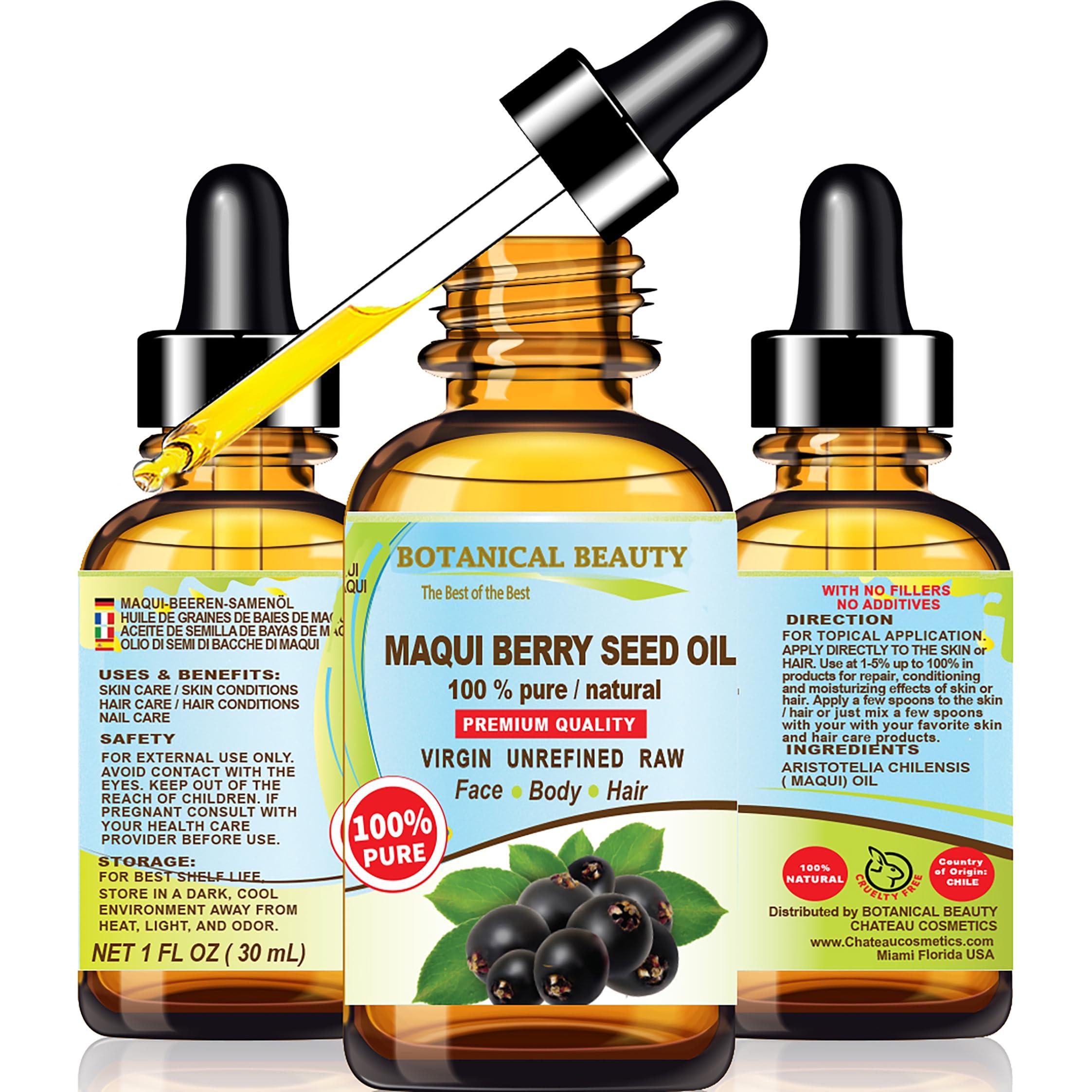 Botanical Beauty Botanical Beauty MAQUI BERRY SEED OIL 100% Pure Natural VIRGIN UNREFINED Cold-Pressed Carrier Oil 1 Fl oz 30 ml for Face, Skin, Body, Hair, Lip, Nails. Rich in Vitamin E, Vitamin C