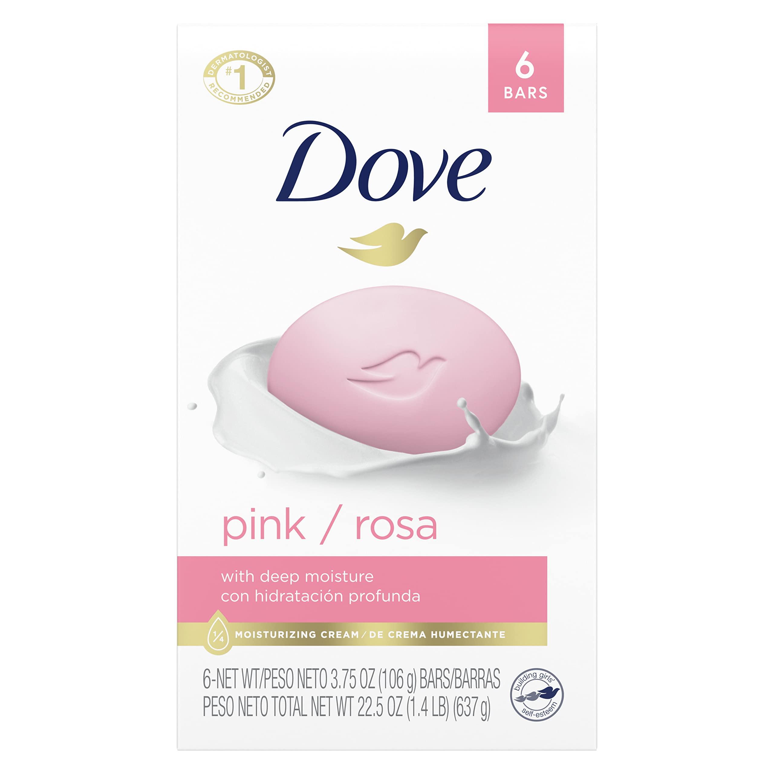 Dove Dove Beauty Bar Pink Cleanser 6 Bars and Advanced Care Clear Finish Antiperspirant Spray with Pro-Ceramide Technology