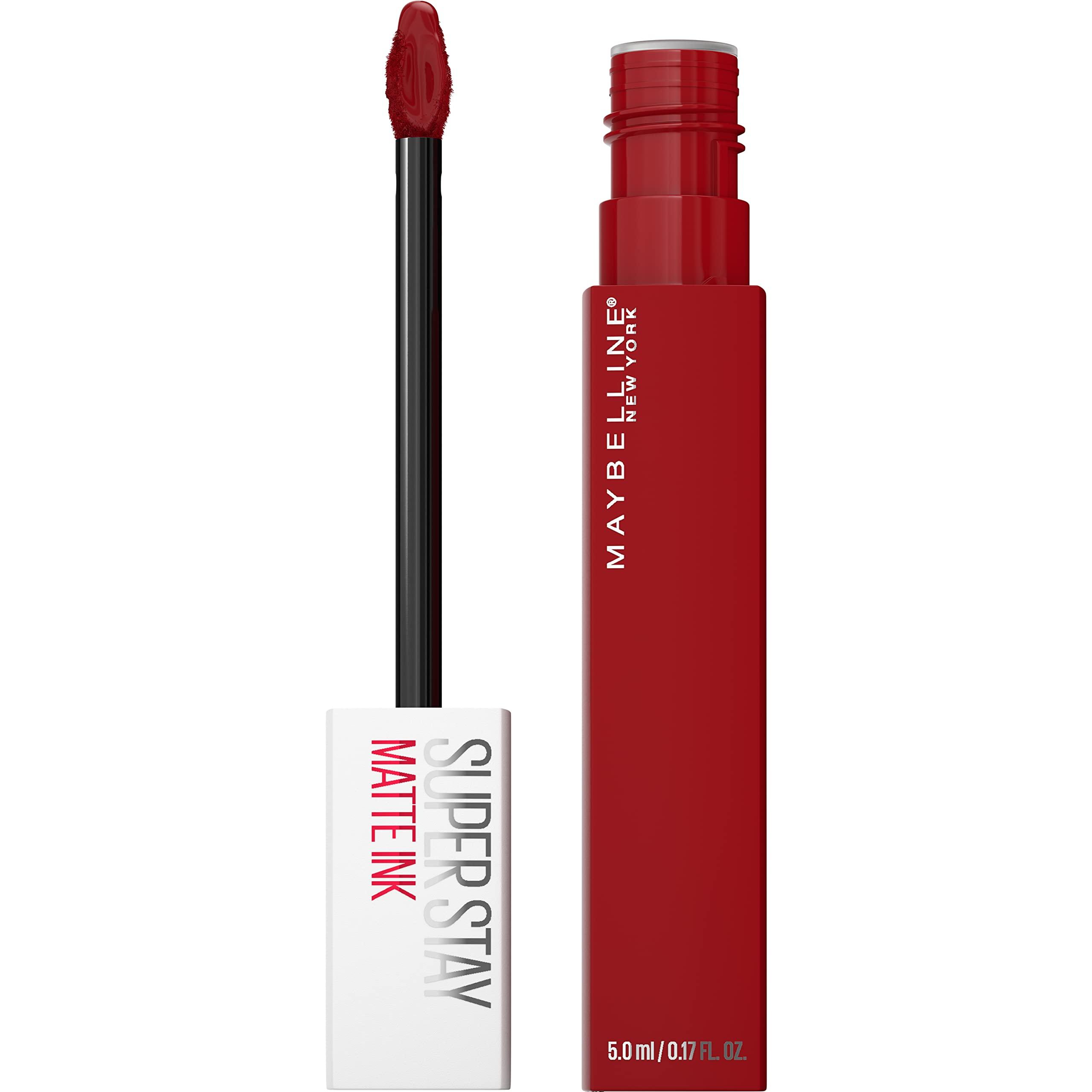 MAYBELLINE MAYBELLINE Super Stay Matte Ink Liquid Lipstick Makeup, Long Lasting High Impact Color & Color Sensational Shaping Lip Liner with Self-Sharpening Tip, Brick Red, Red, 1 Count