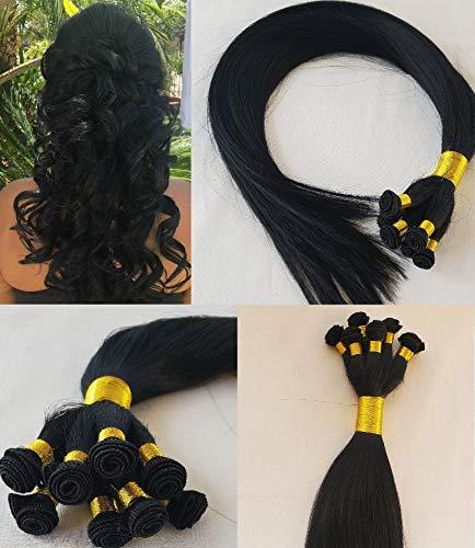 Hair faux You Hair Faux You 20" Hand-Tied Weft Hair, 100 grams, 8 Bundles, Soft Silky Straight,100% Human Remy Weft Hair Extensions #1 Jet Black