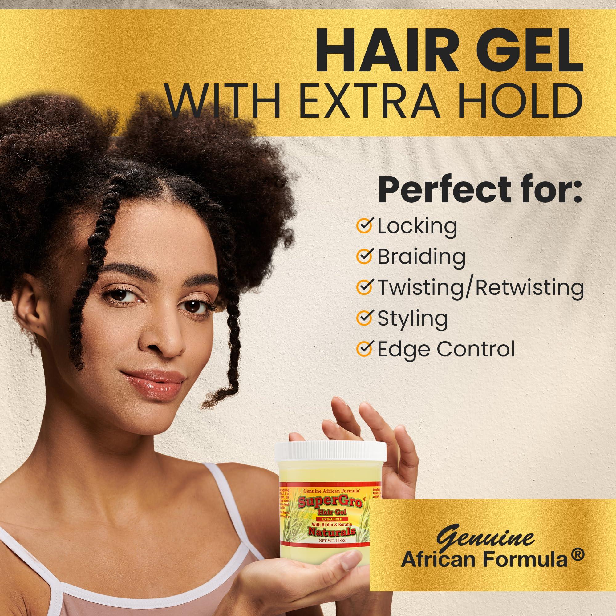 AFRICAN FORMULAS Genuine African Formula SuperGro Extra Hold Gel for Natural Hair Styling - 16 oz