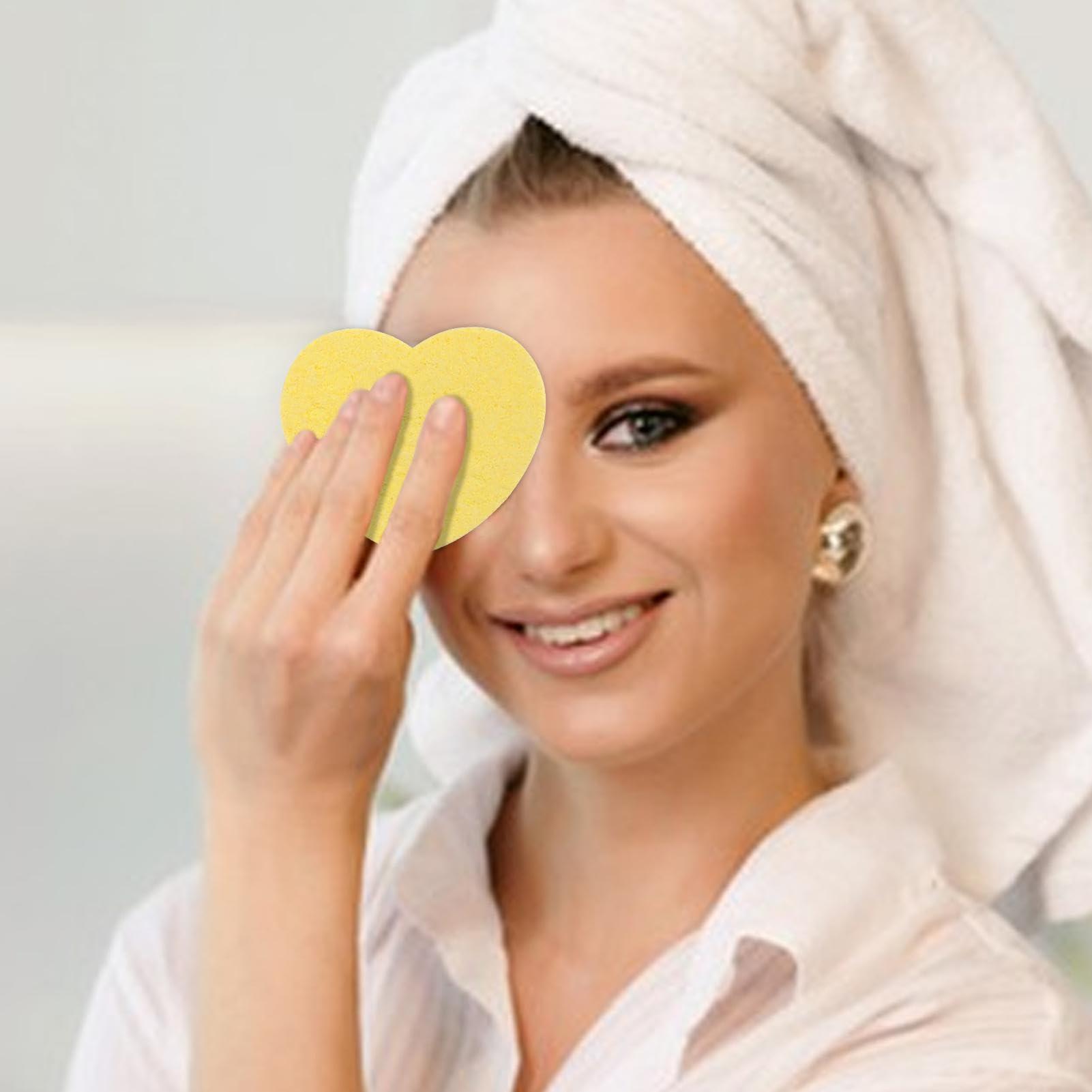 Kumprohu 20-Count Facial Sponges, Heart Shape Compressed Sponges for Facial Cleansing & Makeup Remover, Portable Compressed Sponge for Travel, Camping, Everyday Use