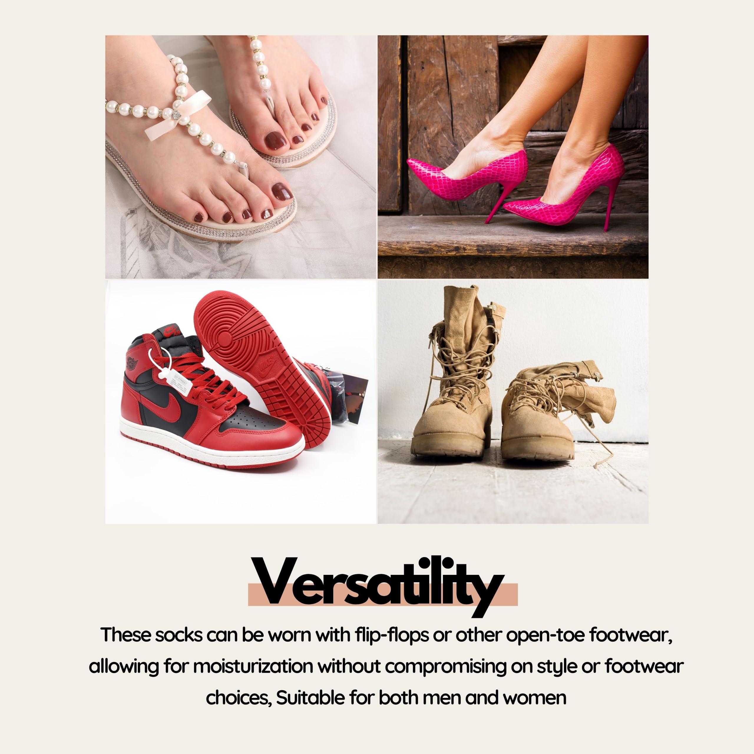 FOOTINSOLE.COM Open-Toe Gel Moisturizing Socks Spa-Quality Hydration for Dry, Cracked Heels Softens & Smooths Feet Unisex (2 Pairs)