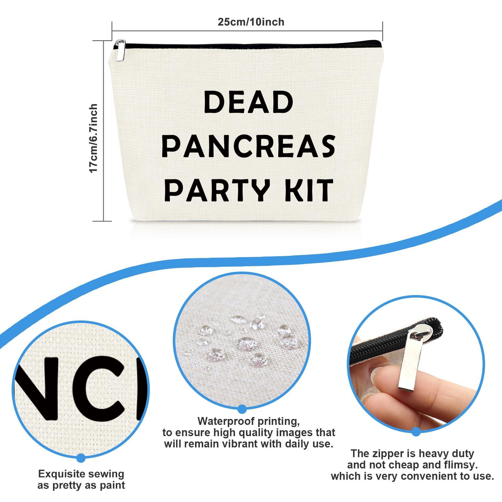 Mikela Diabetic Gifts Dead Pancreas Party Kit Bag Diabetic Travel Bag Pouch Diabetic Gift for Grandma Grandpa Mom Dad Christmas Birthday Gift Diabetic Supplies Makeup Cosmetic Bag Diabetes Awareness Gifts