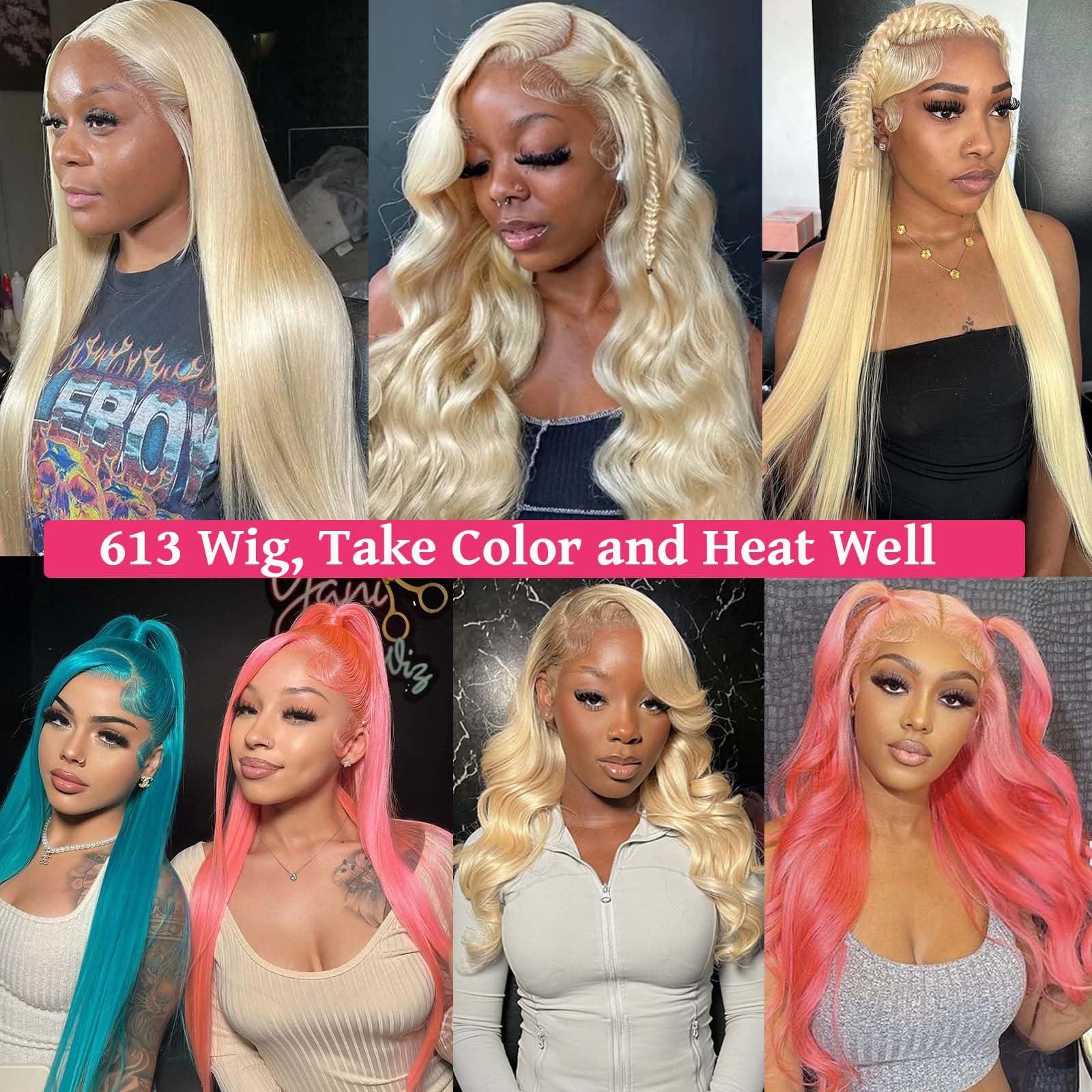 Licoville 613 Lace Front Wig Human Hair 180% Density 13x4 613 Human Hair Wig Full Thick Straight 22 Inch 613 HD Lace Frontal Wig Pre Plucked Bleached Knots Blonde Human Hair Lace Front Wigs for Black Women