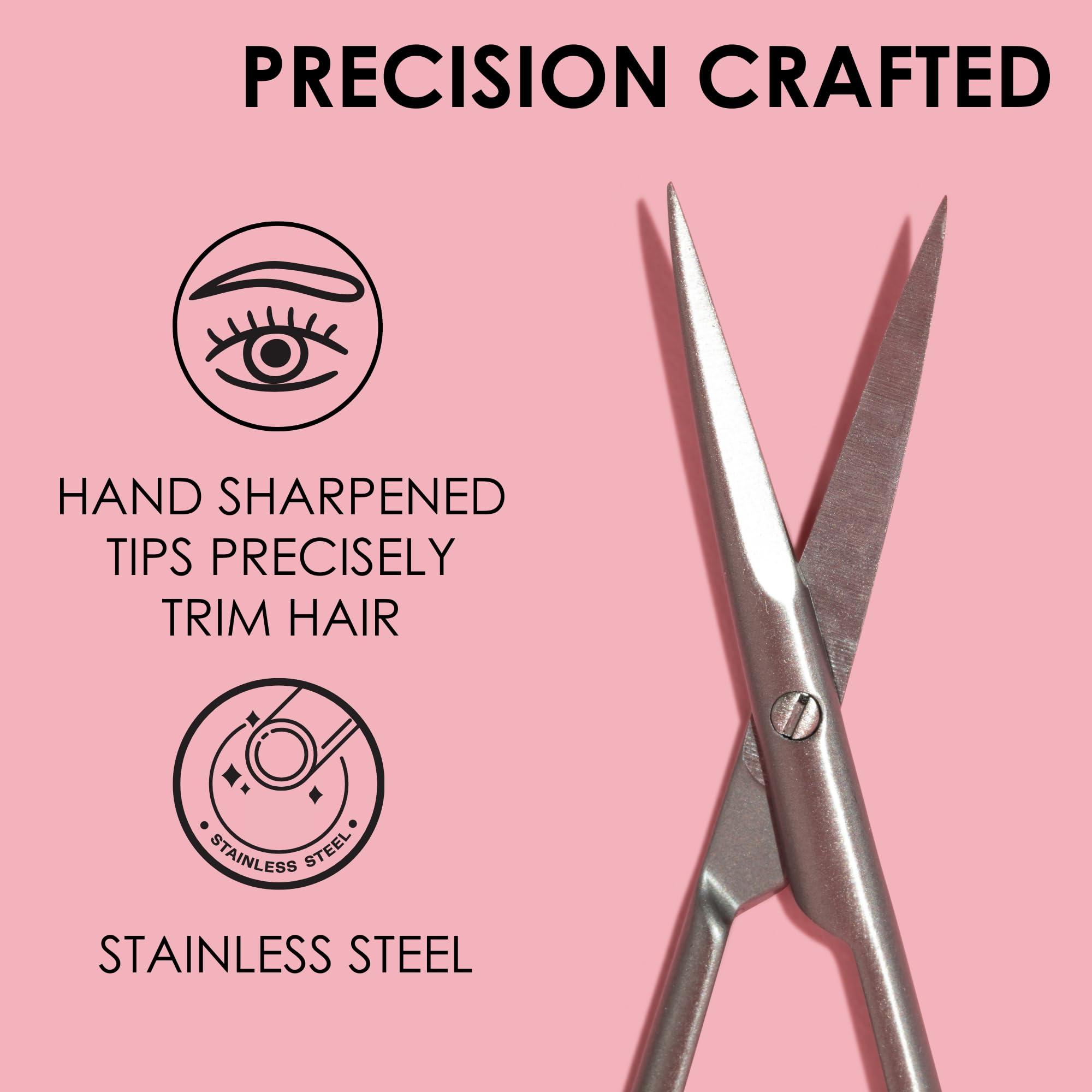 JAPONESQUE JAPONESQUE Beauty Scissors for Trimming Facial Hair, Brow and Nail Care with Ultra-Sharp, Salon-Quality, Stainless Steel Blades, Curved for Safety and Precision