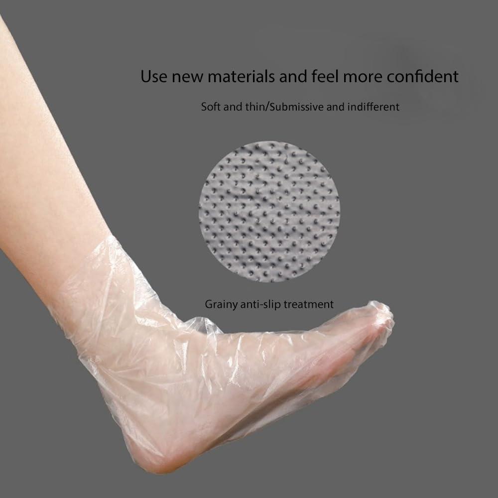 Rukinovi Rukinovi 100pcs Paraffin Bath Liners - Disposable Plastic Foot Covers for Moisturizing Foot Spa, Women's Feet Care Socks (Transparent)