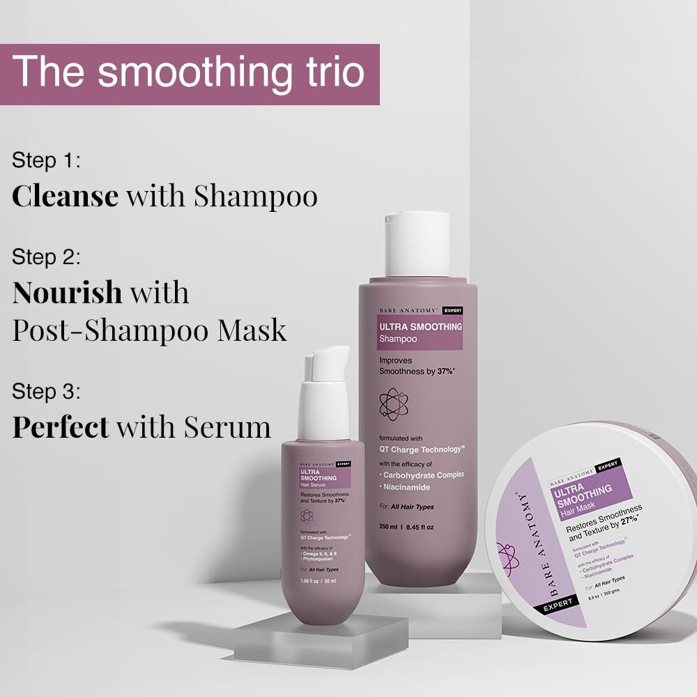 Bare Anatomy Bare Anatomy Ultra Smoothing Hair Serum Powered By Carbohydrate Complex & Niacinamide | Serum for Smooth & Shiny Hair | For Dry & Frizzy Hair | Women & Men | 50 ml