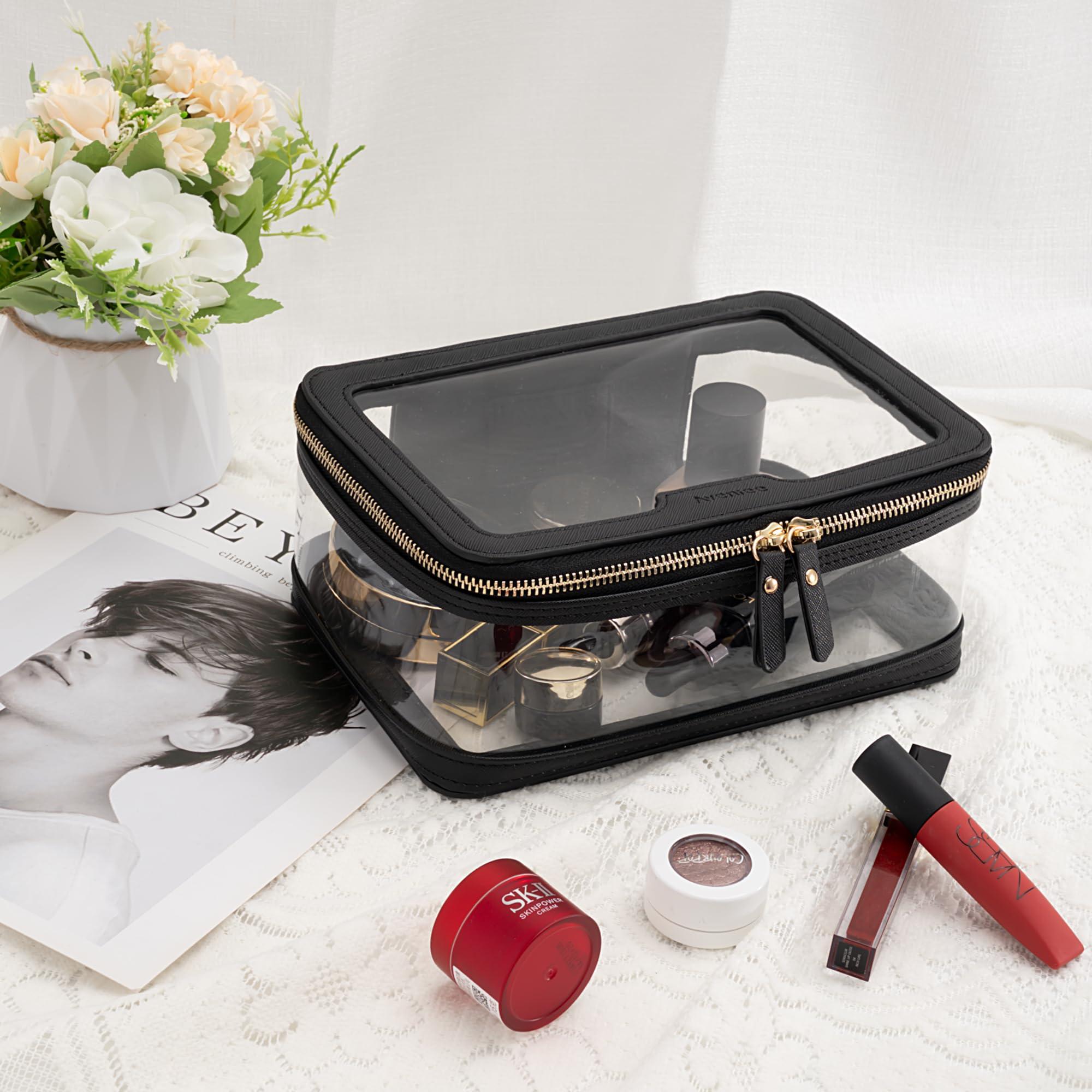 Aveniee Aveniee Clear Makeup Bag, Large Travel Toiletry Bag Cosmetic Case for Women, Make up Bag with Zipper, Transparent Waterproof Cosmetic Organizer Storage Bag(Black)