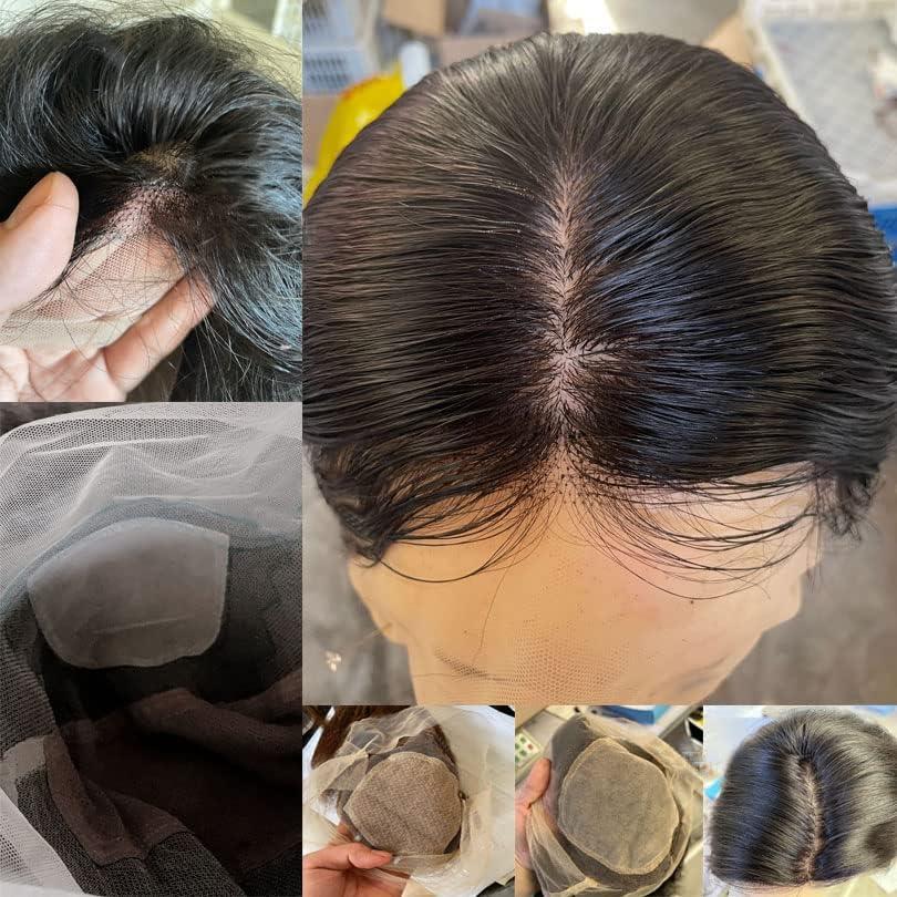 RJ HAIR RJ HAIR Silk Base Full Lace Human Hair Wigs Transparent Straight Silk Top Full Lace Wig Pre Plucked Invisible Bleached Knots (20inch, 150% Density)