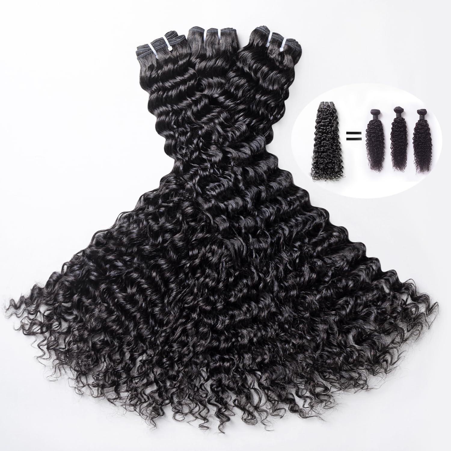 Triippy TRIIPPY Raw Human Hair Bundles,Triple Lifespan Than Regular Virgin Hair No.1 Sales Of Raw Hair Bundles,26 28 30 Inches Cambodia Raw Deep Wave 3 Bundles, Keep Soft and Smooth After Multiple Washes