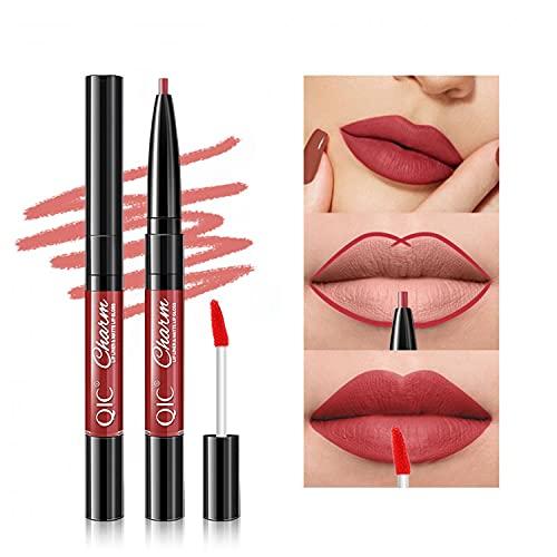 Mllkcao Mllkcao Lip Gloss Double Lip Enamel Pencil Lip Line Pen Non Stick Cup Matte Lipstick, 3ml