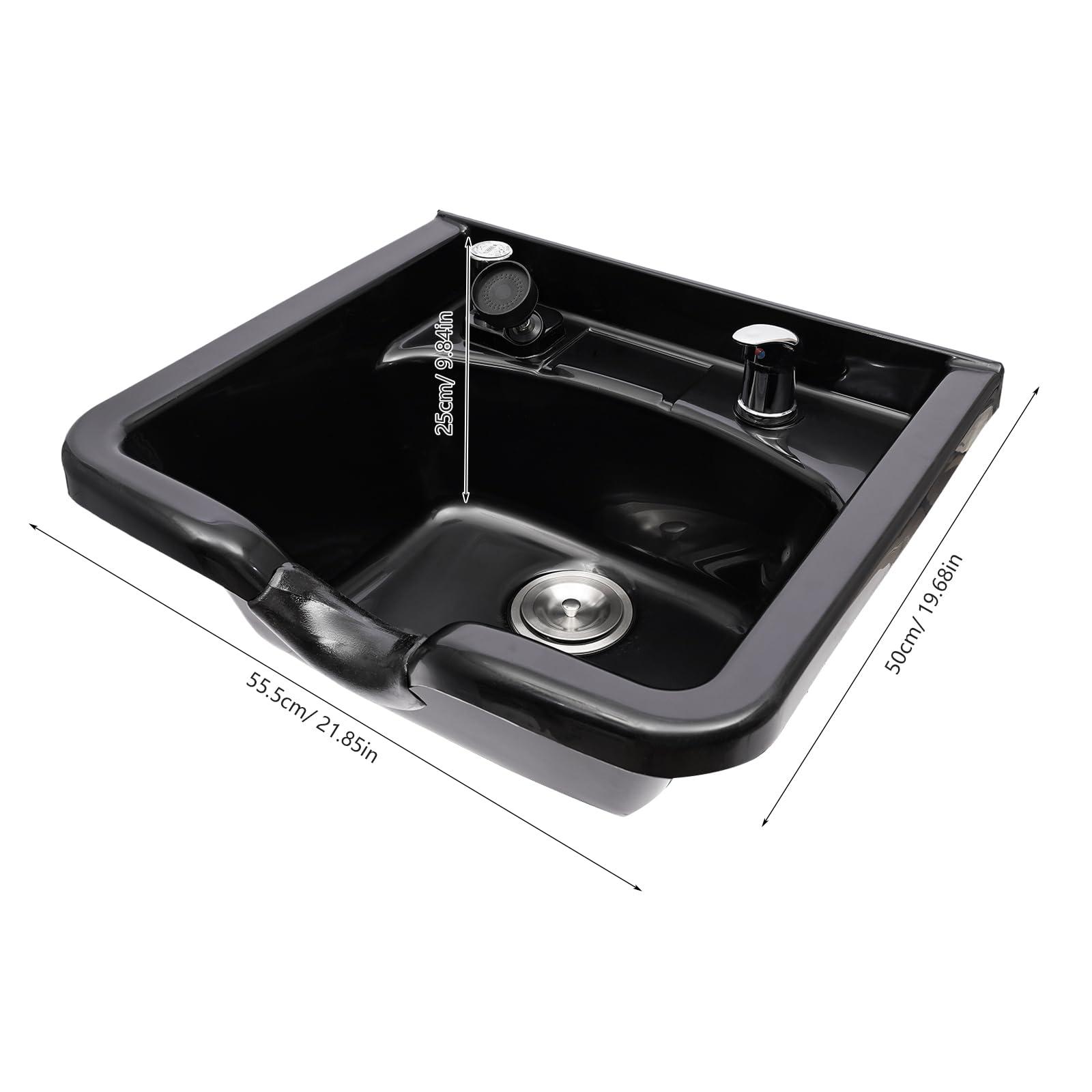 TdiriNar Shampoo Bowl For Salon, Wall Mounted Backwash ABS Salon Spa Barber Equipment With Spray Head, Professional Salon Spa Beauty Brushed Sink 9.84\" in Depth, Portable Shampoo Bowl for Hair Stylists