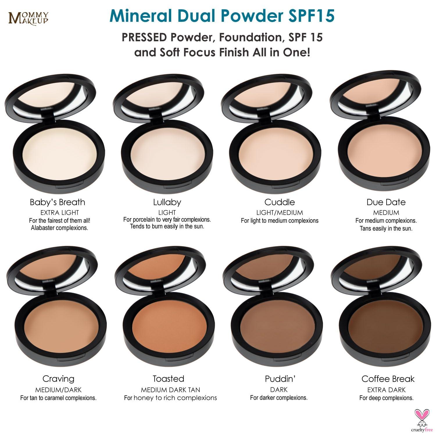 Mommy Makeup Mineral Dual Powder - 4-in-1 Pressed Mineral Foundation with SPF 15 for Flawless Glow - Oil-Free, Talc-Free, Gluten-Free, 0.45 oz (Coffee Break - Extra Dark) by Mommy Makeup