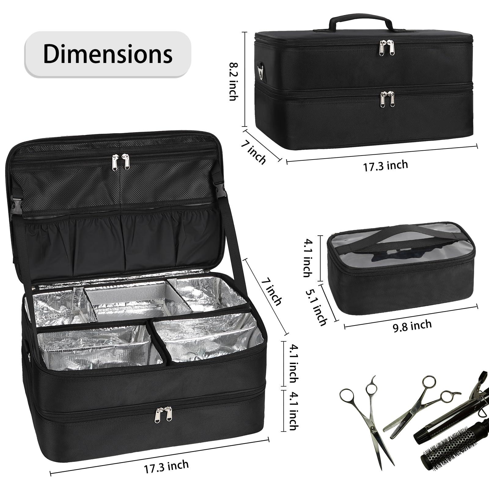 OCHEAL Extra Large Makeup Case, Professional Makeup Train Case for Makeup Artist Traveling Organizer, Double Layer XL Cosmetic Travel Case for Cosmetology with 3 Detachable compartments and 3 Makeup Bags