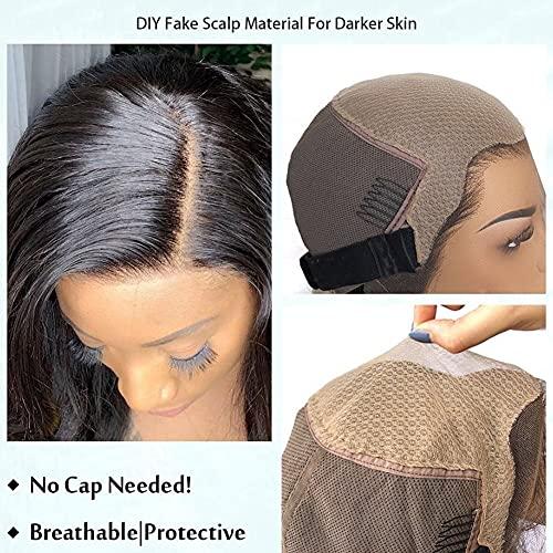 Trodalo Fake Scalp Method DIY Materials 1/2 Yard Wig Cap Net lace frontal Wigs Making Sewing Base Foundation Hairnets Accessories Lace Caps (lighter Skin)