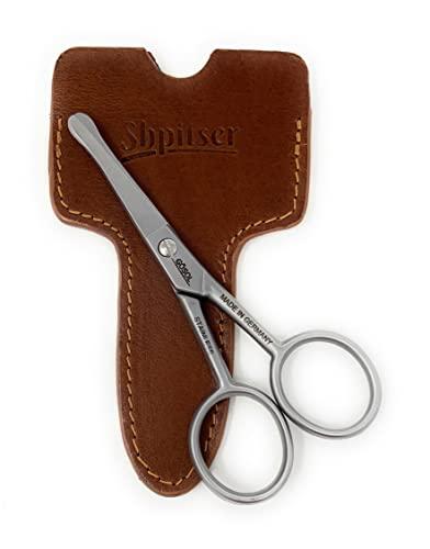 Solingen Solingen Nose & Ear Scissors - Stainless Steel Rounded Tip Scissors for Eyebrow, Nose Hair, Mustache and Beard - Made in Solingen & Germany by GÖSOL | Packed with Full Grain Leather Case
