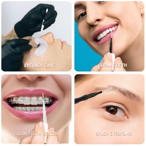 LONCHDAN 60 Pcs Micro Eyebrow Brush With Cap Micro Brow Brush Eyebrow Lamination Brush 2 Size Eyebrow Spoolie Brush Tools Portable Spooly Brushes Mascara Lash Brush for Eyelash Lift Extensions(2 Size)