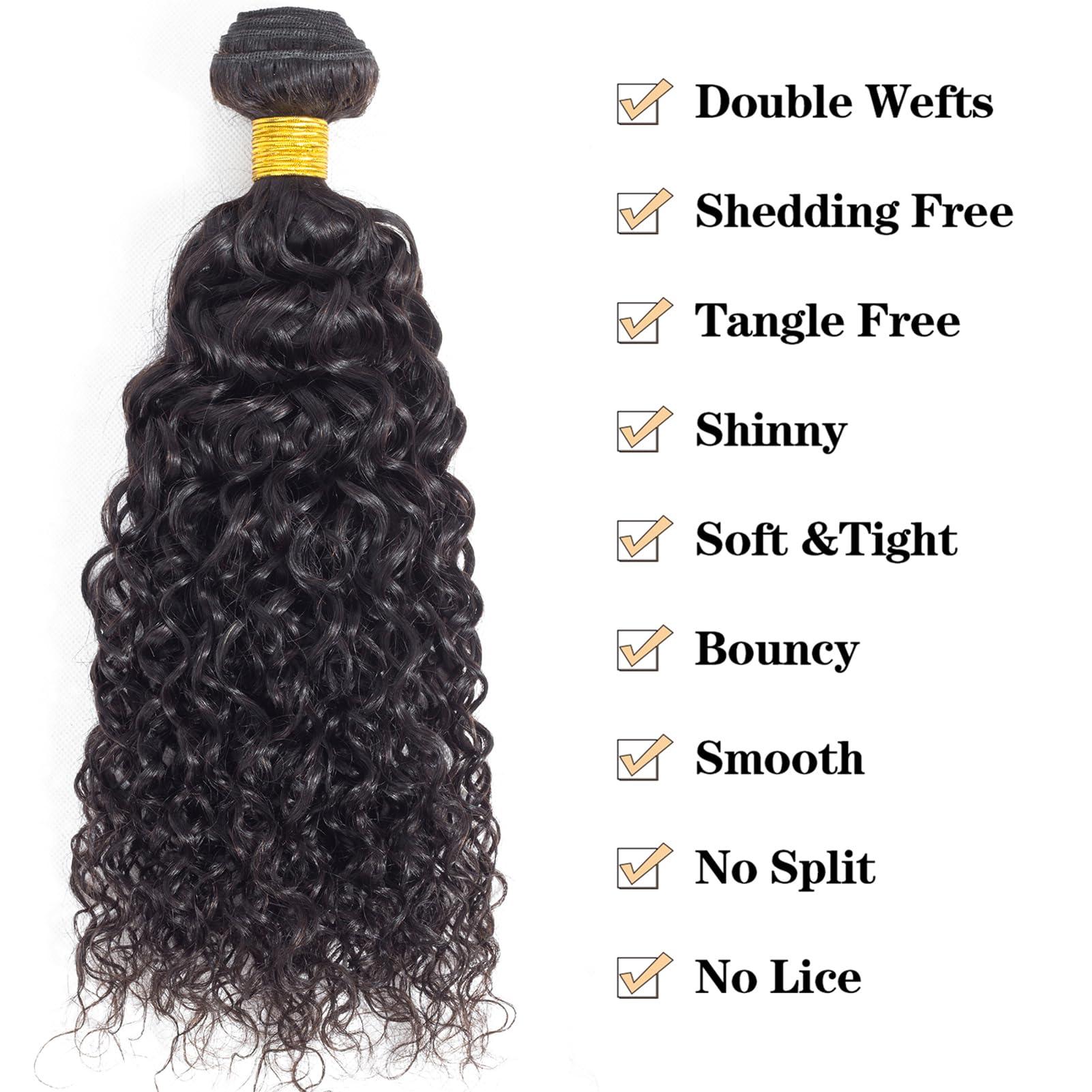 ROYAL IMPRESSION 12A Curly Bundles Human Hair with Closure (24 26 28+22\") Brazilian Curly Hair 3 Bundles with Closure 100% Unprocessed Virgin Kinky Curly Human Hair Weave Bundles with Closure Natural Color
