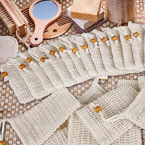 Ycolama Ycolama 50 Soap Bags Mesh Exfoliating, 100% Natural Sisal Soap Pouch, Soap Savers for Shower Use Like Massaging And Scrubbing(5.3 × 3.7inches)