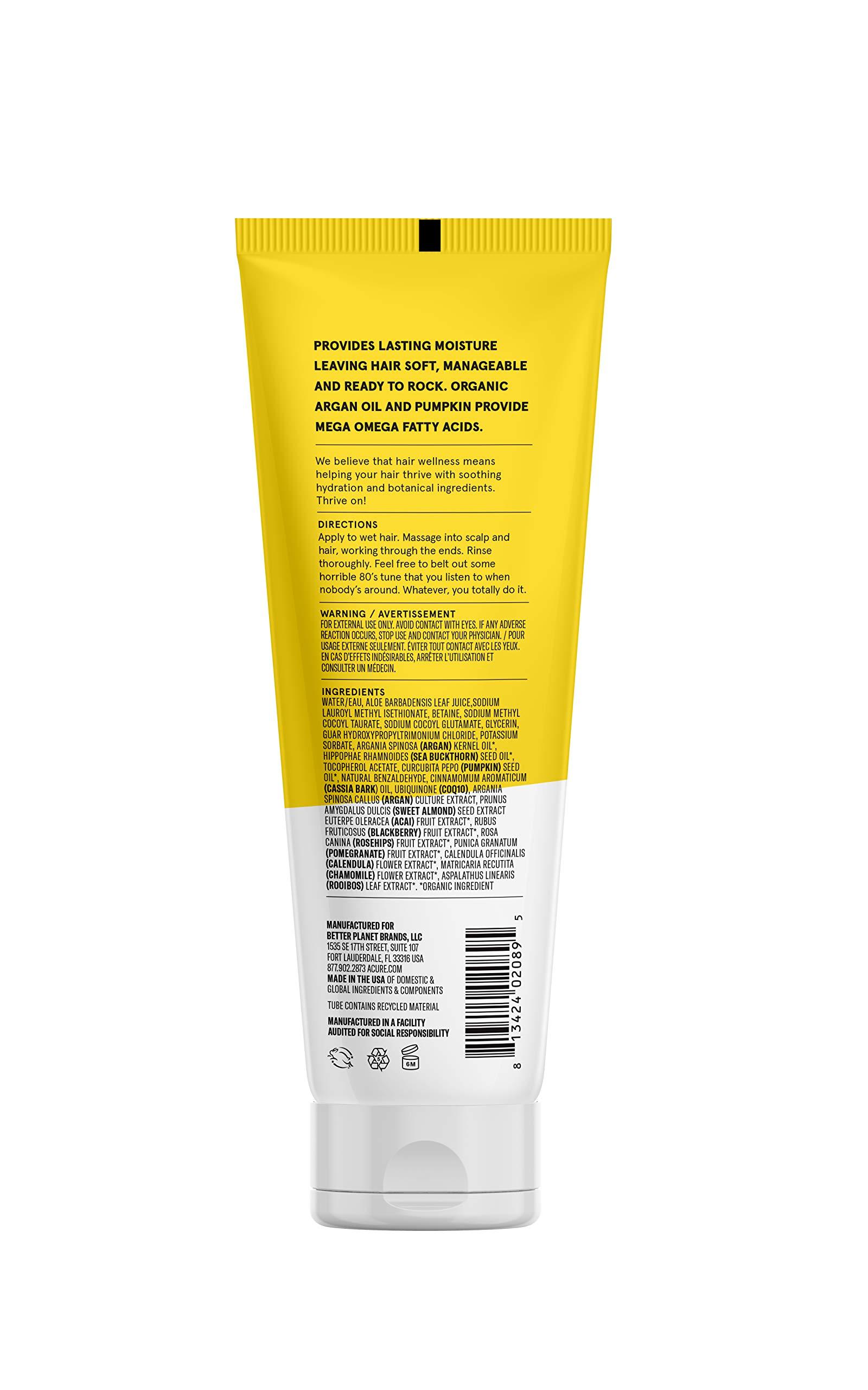 Acure Acure Ultra Hydrating Shampoo 100% Vegan, Ultra Hydrating Moisture & Omega Fatty Acids, , Yellow Argan Oil & Pumpkin, 8 Fl Oz