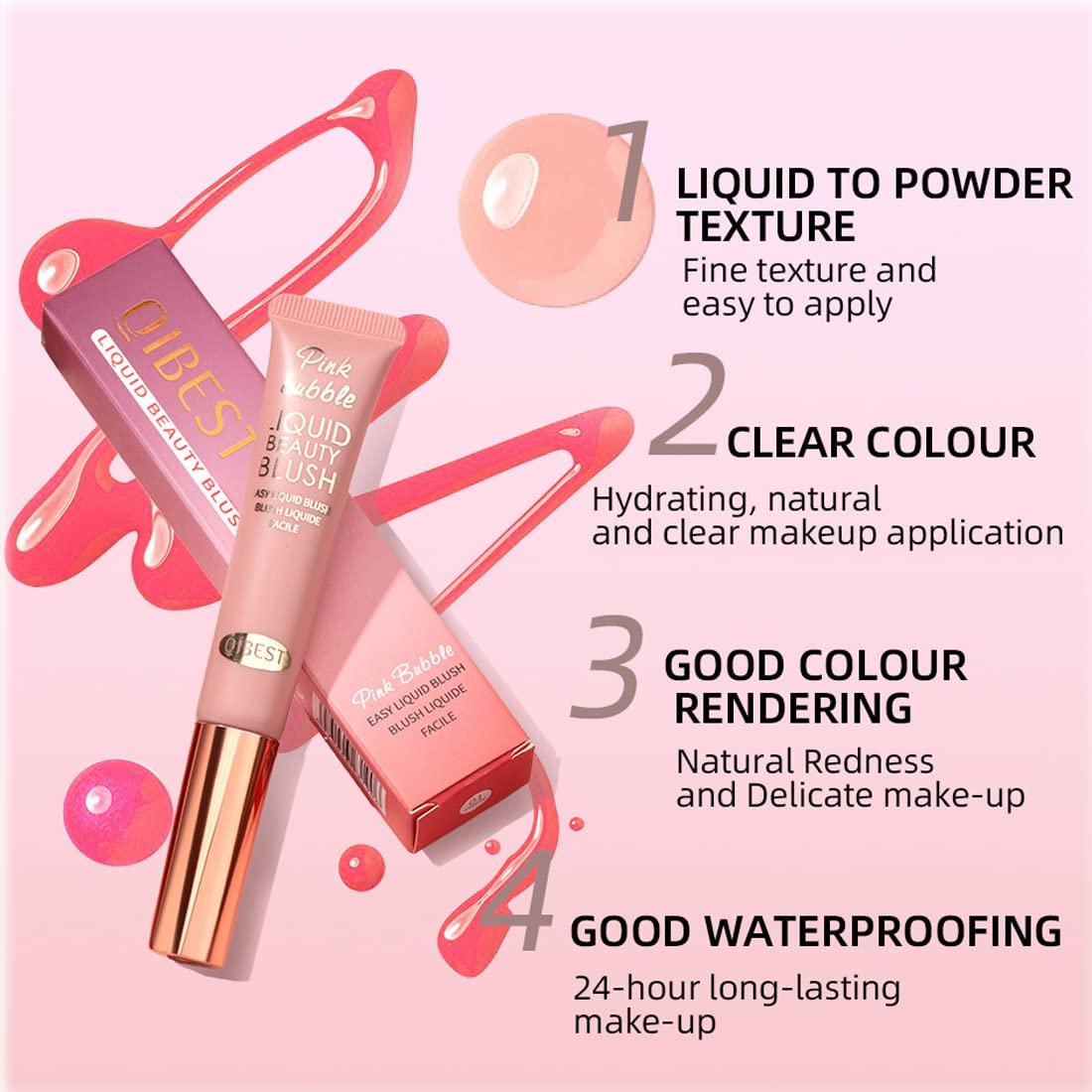QiBest QiBest Liquid powder blusher Multi functional Waterproof Women\'s Professional Facial Palette Contour Makeup Natural and Lasting Beauty Brightening Matte High gloss Facial powder blusher Liquid can be mixed (C)