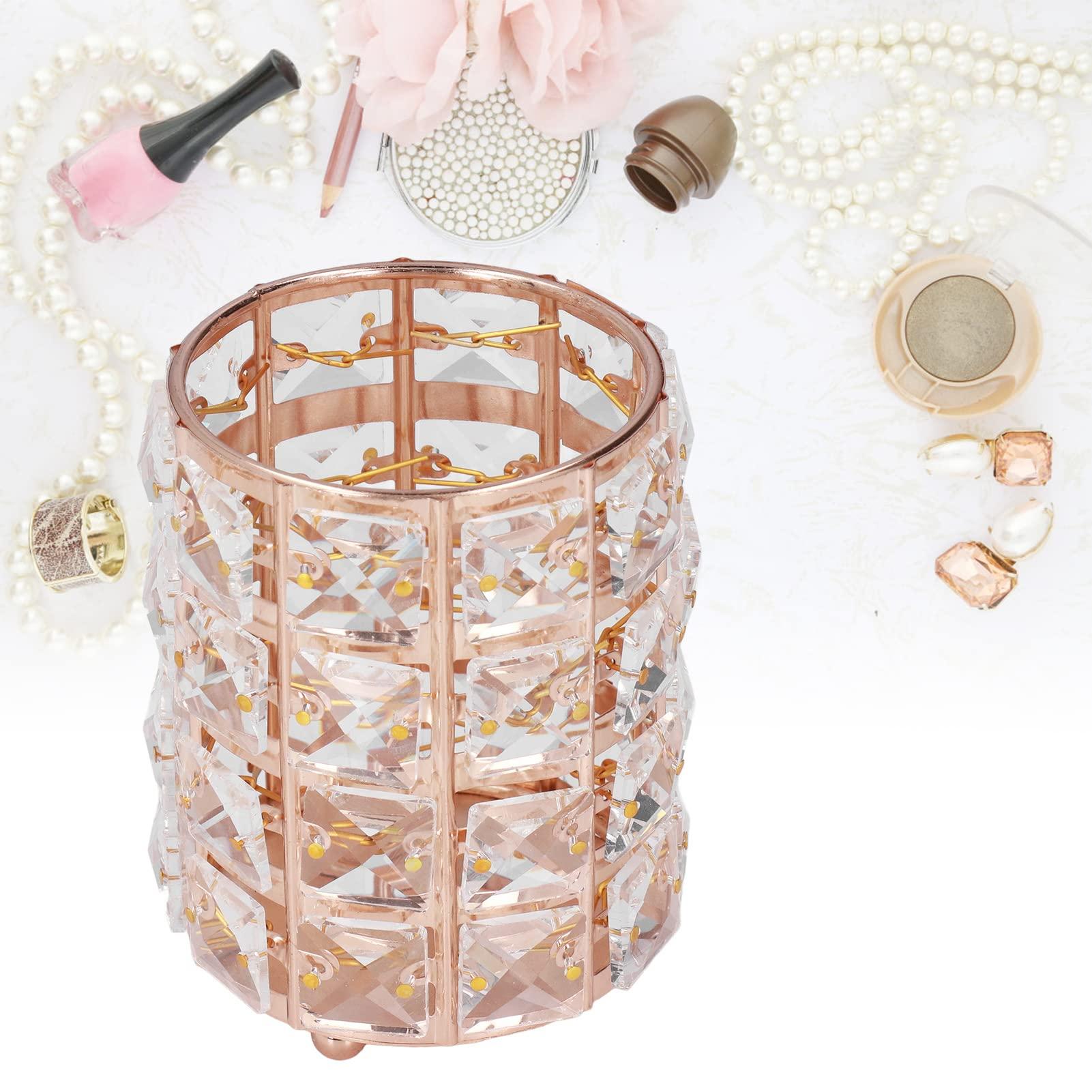 CHEOTIME CHEOTIME Makeup Brush Holder Organizer Golden Crystal Bling Personalized Gold Comb Brushes Pen Pencil Storage Box Container (Gold)