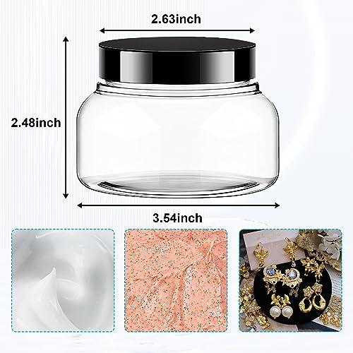 Merkaunis 30 Pack Clear Body Scrub Jars 8oz Clear Plastic Jars with Lids Sugar Scrub Containers Empty Refillable Containers Round Low Profile Samples Jars for Makeup, Body Butter, Creams, Travel Storage