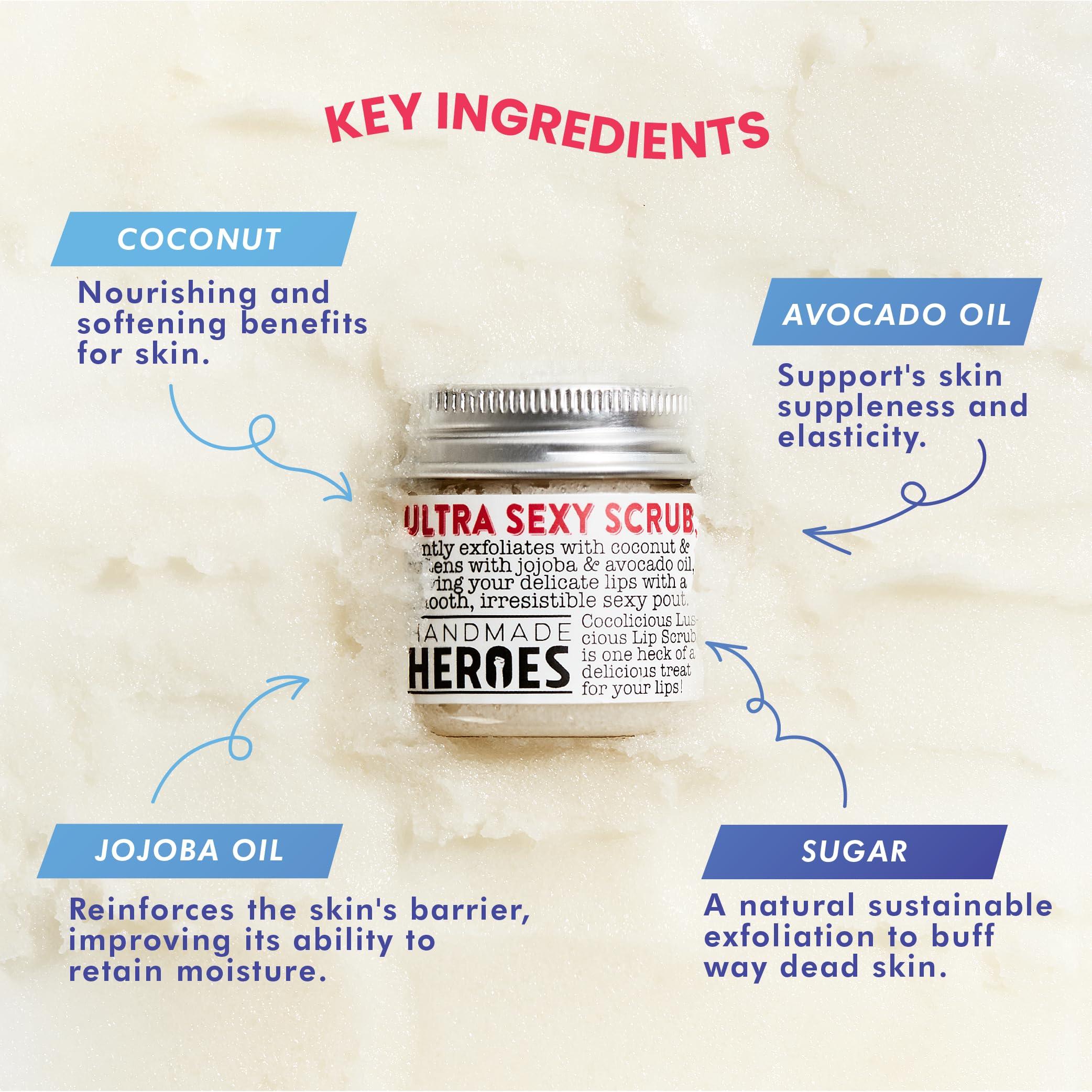 Handmade Heroes Coffee Scrub Foot & Body Exfoliator and Lip Scrub Bundle - 100% Natural Vegan Skin Care by Handmade Heroes