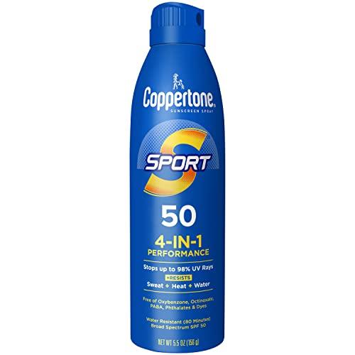 Coppertone Coppertone Sport Sunscreen Spray SPF 50 (5.5 Oz) + Sport Sunscreen Stick SPF 40 for Body and Face (1.5 Oz), Water Resistant