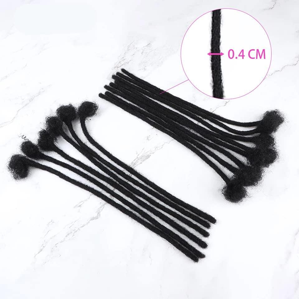 MIUULAAR Loc Extension Human Hair 0.4cm Thickness 4 Inch 70 locs Natural Black Full Handmade Permanent Locs Can Be Dyed and Bleached for Women Men Kids Dreadlock Extensions Real Human Hair
