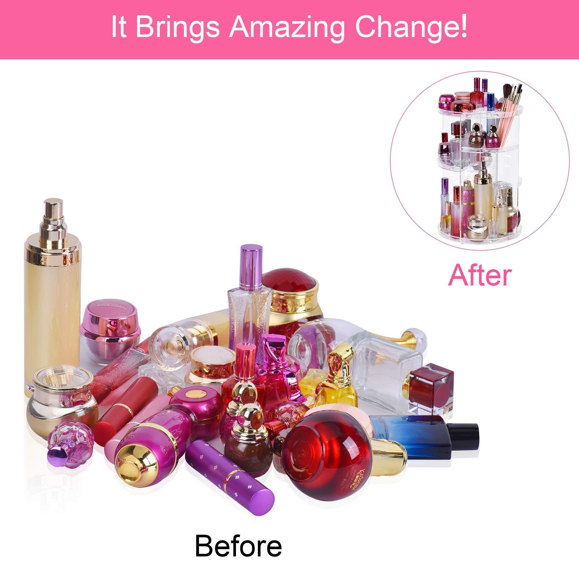 Easyhouse Easyhouse 360 Rotating Makeup Organizer, DIY 8 Adjustable Layers Spinning Skincare Organizer, Cosmetic Holder Shelf, Make Up Organizers and Storage for Vanity Bathroom Countertop (Clear-A)