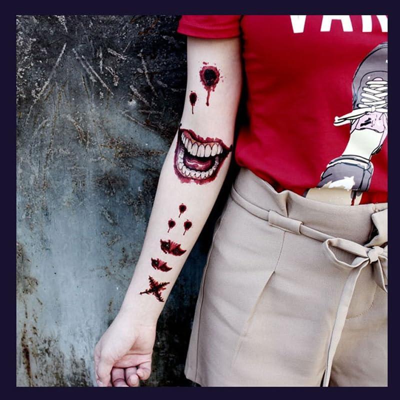 Generic Temporary Tatoo Tattoo Sticker Happy Halloween Scar Lips Smile Flash Tatto Hand Foot Waterproof Tattoos For Men Women Kids