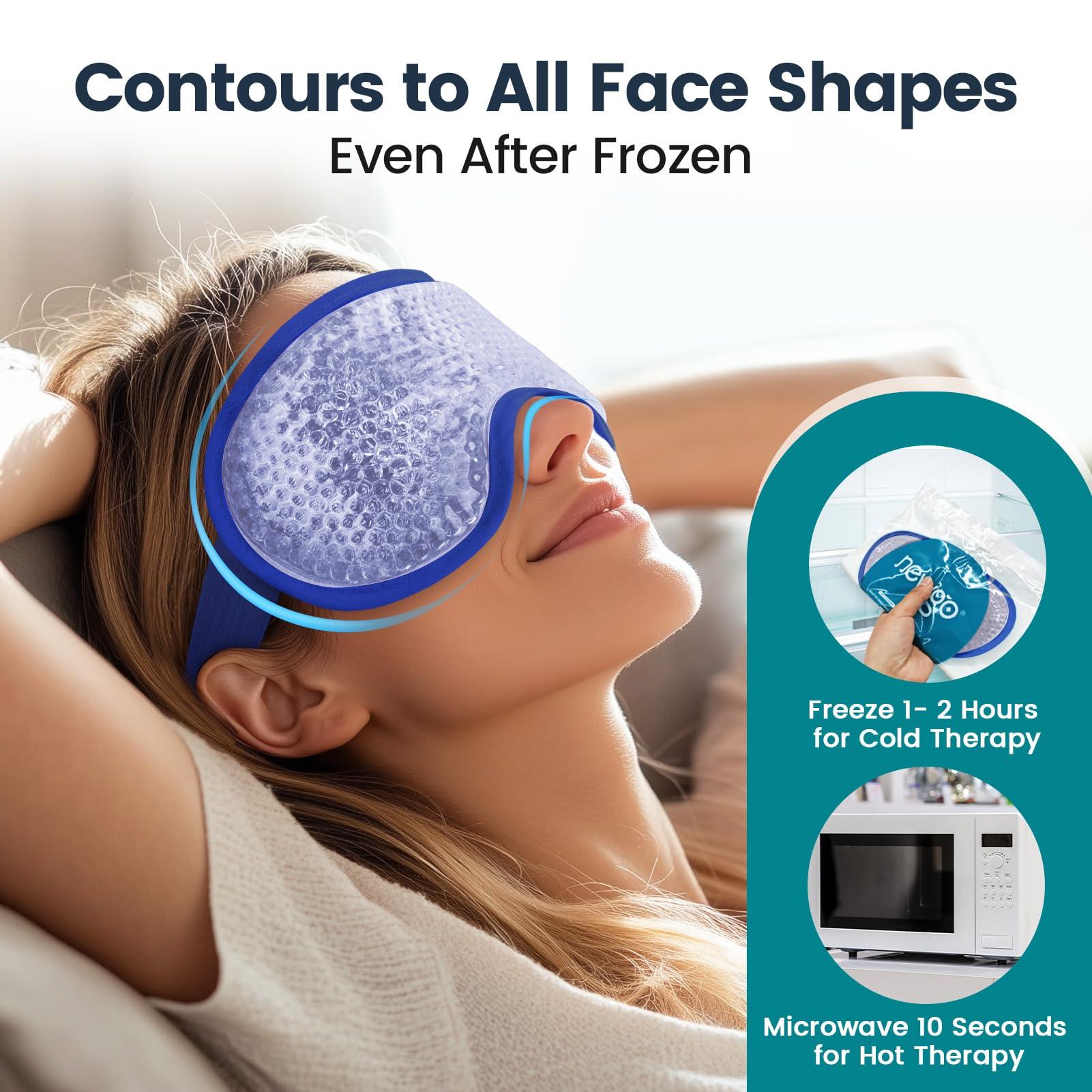 NEWGO NEWGO Cooling Eye Mask Cold Eye Mask for Dry Eyes, Gel Eye Mask Ice Eye Mask Frozen Reusable Eye Ice Pack Cold Eye Compress for Eye Surgery, Skin Care - Navy Blue