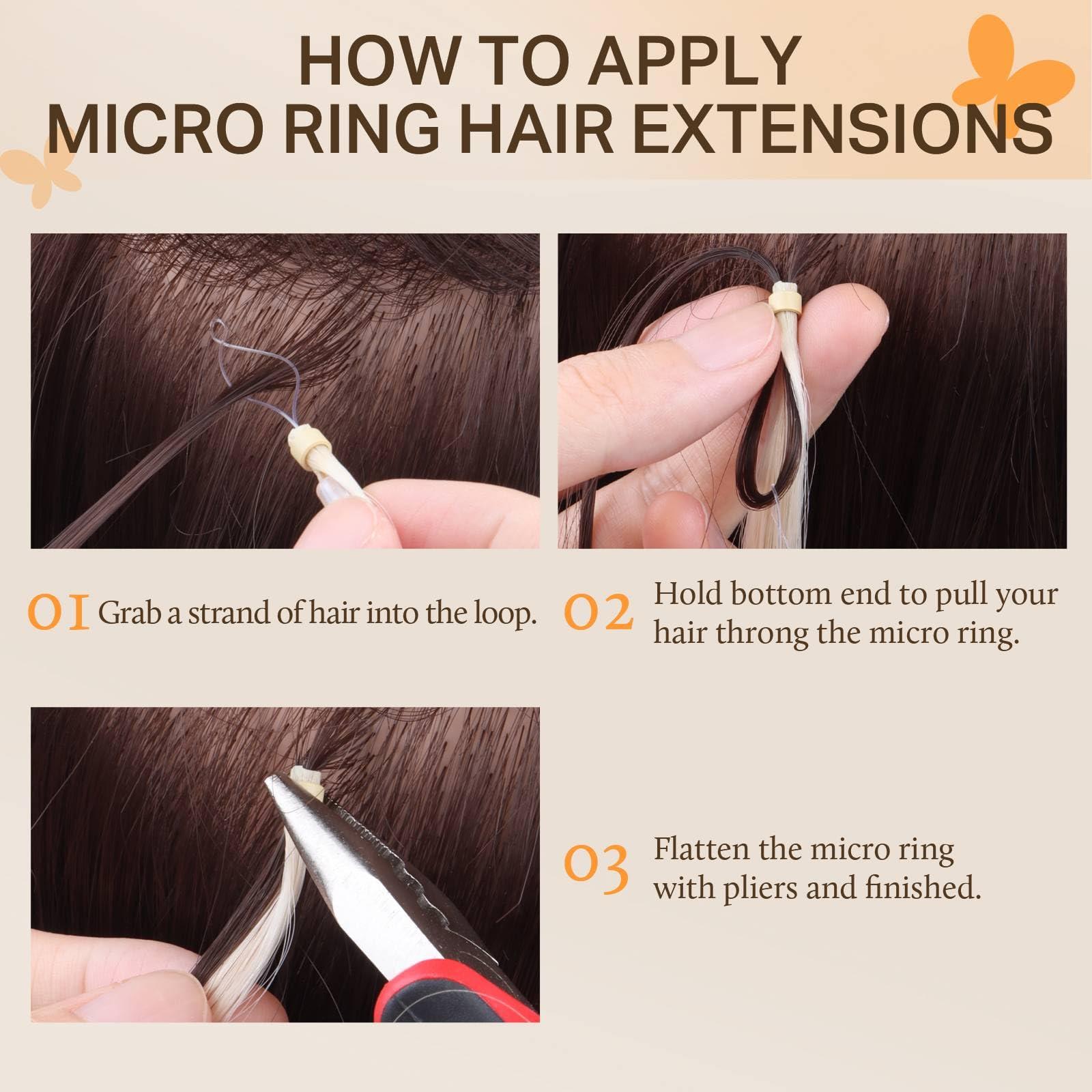 DOORES DOORES Hair Extensions Micro Link Hair Extensions Human Hair Virgin Hair, Ash Brown to Platinum Blonde 14 Inch 50g/50s, Micro Link Hair Extensions Short Human Hair