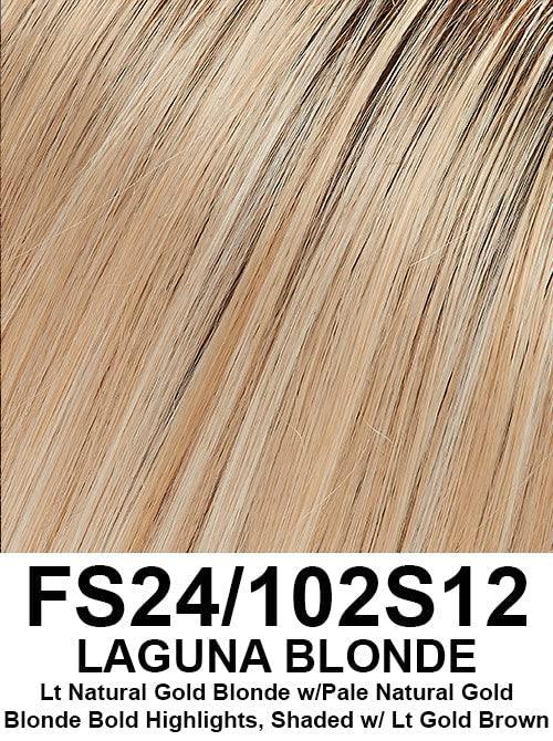 Jon Renau Maxwigs Kristen Wig Color FS24/102S12 Laguna Blonde - Jon Renau Wigs 10.5\" Mid Length Bob Face Framing Synthetic Smart Lace Front Natural Hairline Open Cap Ventilation Adjustable Womens Bundle MaxWigs Booklet