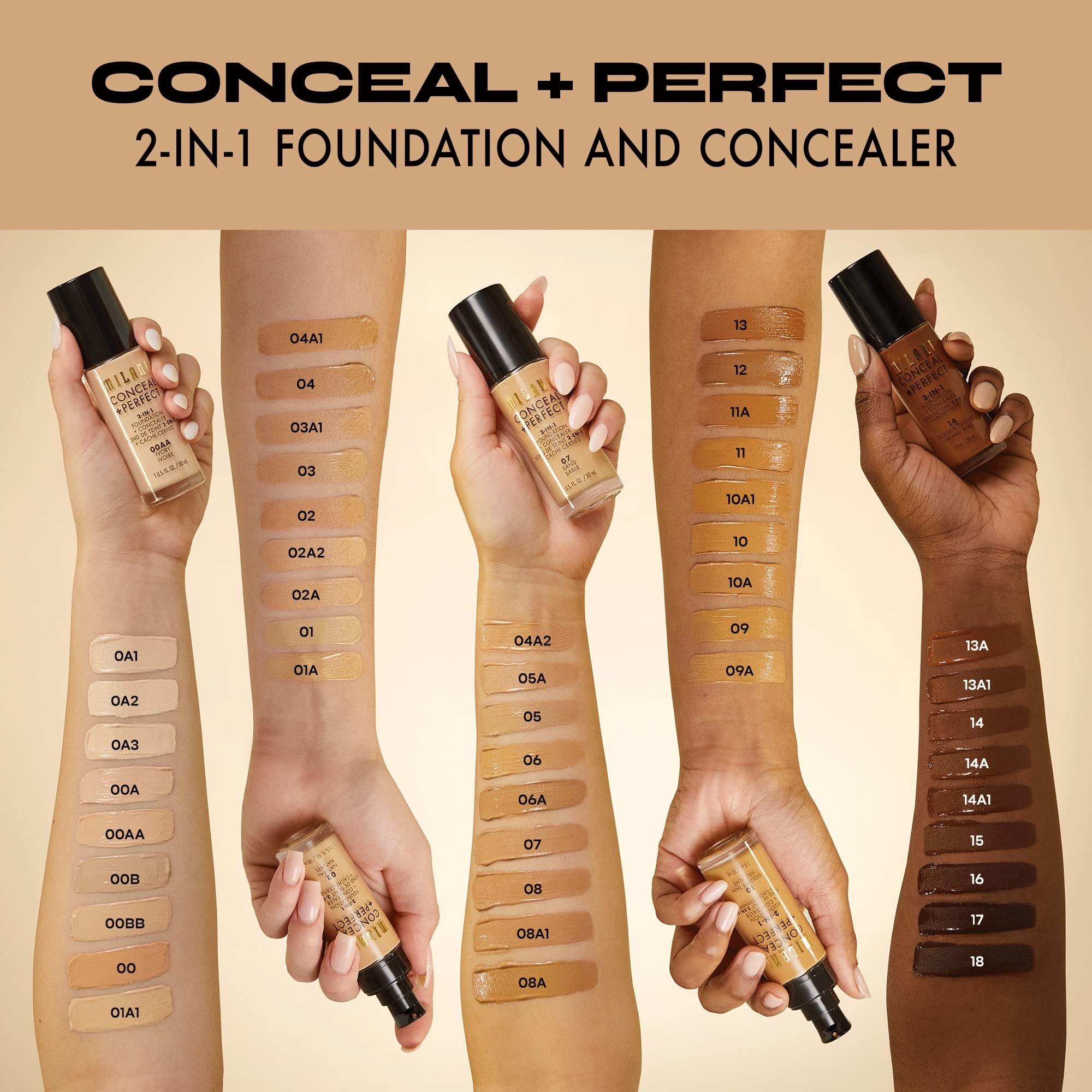 Milani Milani Conceal + Perfect 2-in-1 Foundation + Concealer - Spiced Almond (1 Fl. Oz.) Cruelty-Free Liquid Foundation - Cover Under-Eye Circles, Blemishes & Skin Discoloration for a Flawless Complexion
