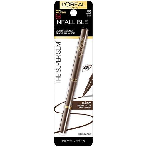 L'Oréal Paris L\'Oreal Paris Makeup Infallible Super Slim Long-Lasting Liquid Eyeliner, Ultra-Fine Felt Tip, Quick Drying Formula, Glides on Smoothly, Brown, 0.03 fl oz., 1 Count