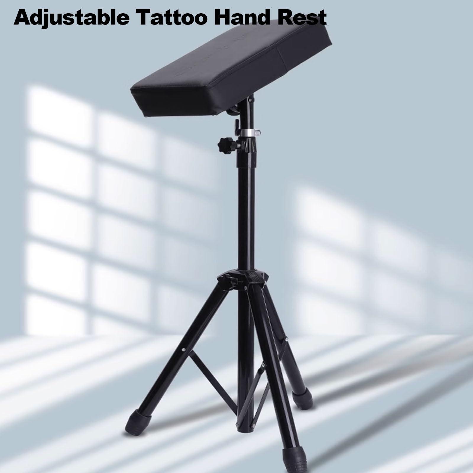 Generic Tattoo Arm Rest Stand Wheels Stainless Steel and Leather Tattoo Hand Holder, Adjustable Tattoo Armrests, with Soft Sponge Pad Portable Tattoo Studio Equipment