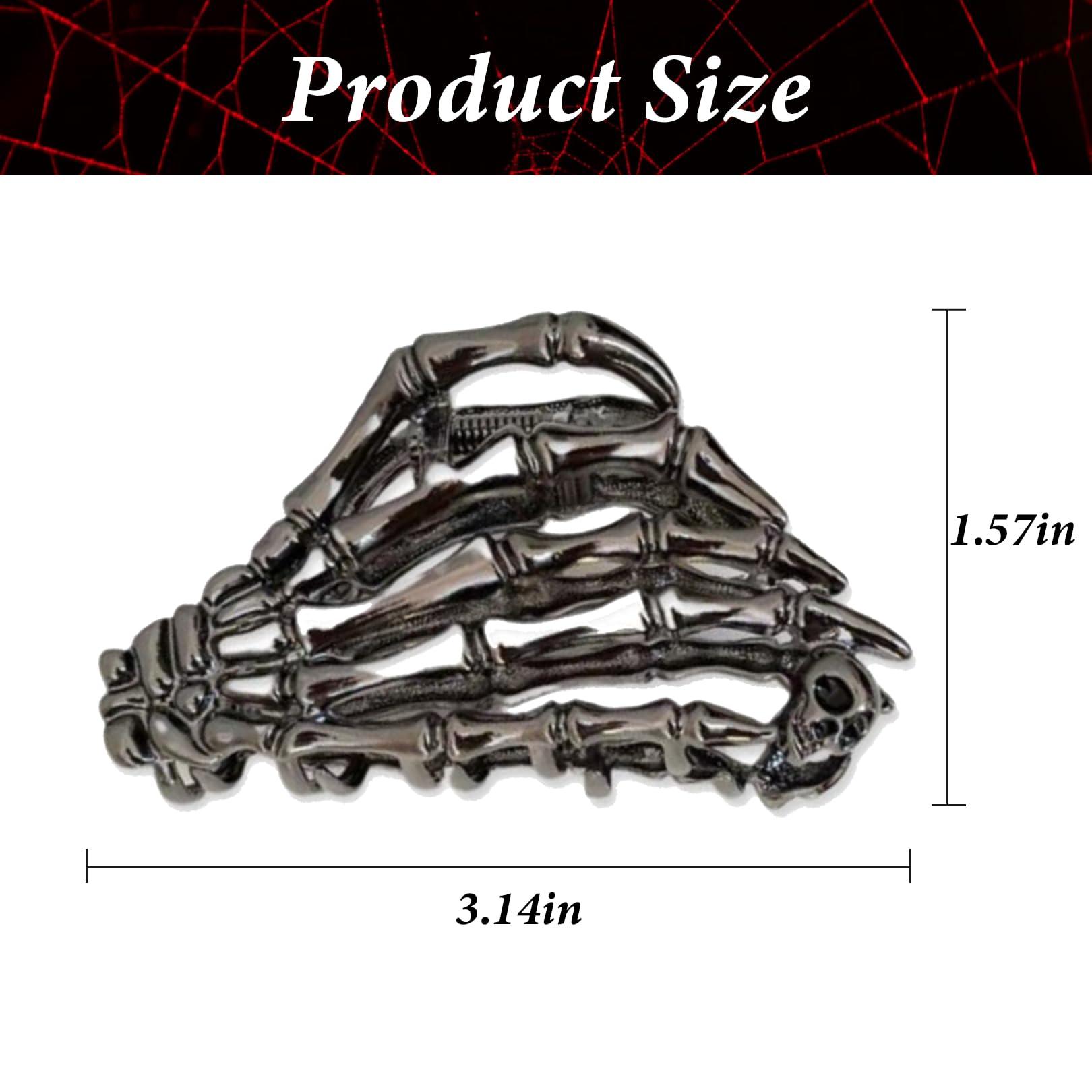 Wziys Skeleton Hair Claw Clip, Gothic Hair Accessories Gifts for Women, Skull Hair Claw Clip, Metal Claw Clip Black Skull Hand Hair Barrettes for Thick Hair, Halloween Hair Accessories for Women