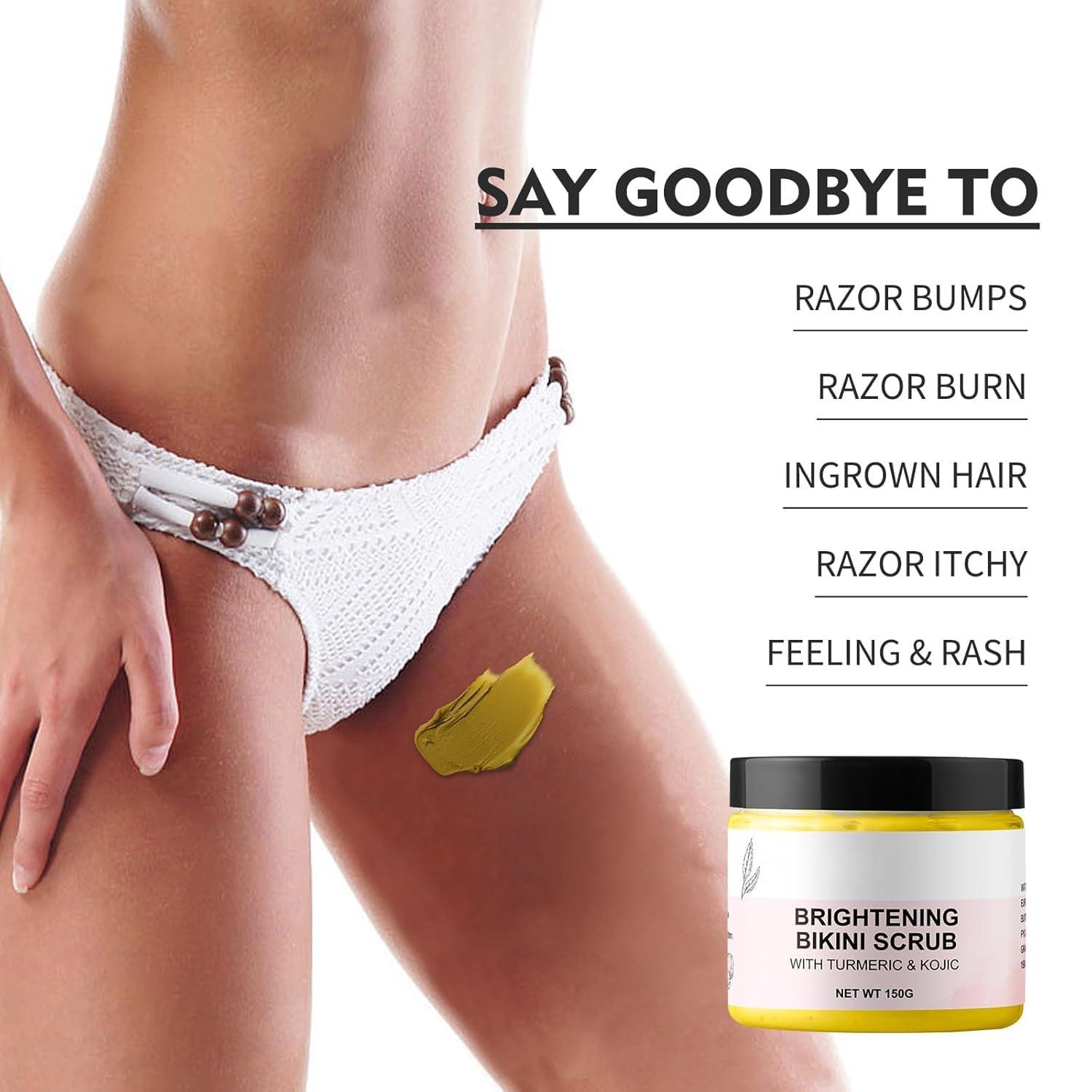 YAFUSIPE Bikini Area Exfoliator Exfoliating Body Scrub Turmeric Scrubs Kojic Bump Eraser KP Body Exfoliant Ingrown Hair Treatment Body Scrubs for Inner Thighs Bikini Line Intimate Area Armpit 5.29OZ